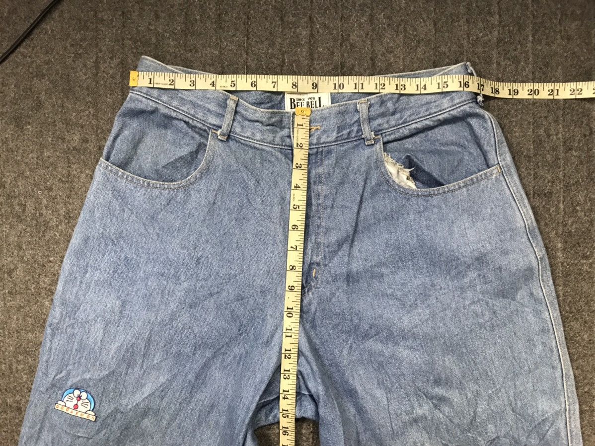 Japanese Brand 90s Bee Bell Indigo Denim Baggy Embroidery Doraemon Patches Size 34" / US 12 / IT 48 - 9 Thumbnail