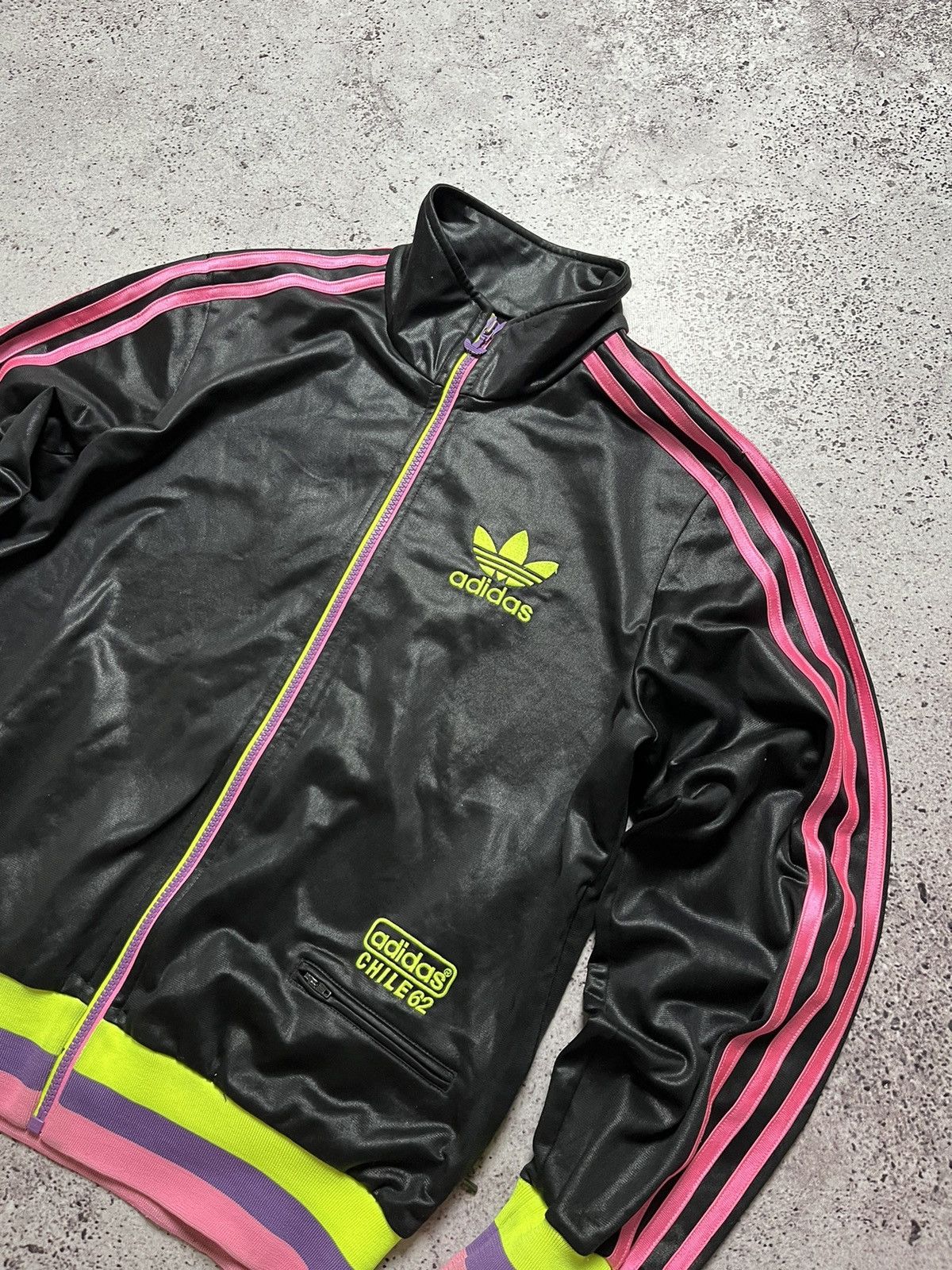 Adidas × Vintage Vintage Adidas Chile 62 Limited Track Jacket Shiny Black Size US S / EU 44-46 / 1 - 2 Thumbnail
