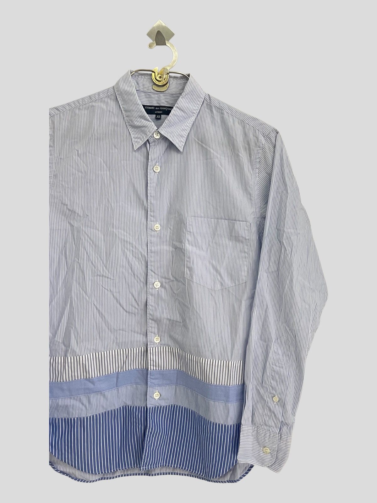 Comme des Garcons Homme FW18 Comme des Garçons Homme Patchwork Twill Striped Shirt Size US S / EU 44-46 / 1 - 2 Thumbnail