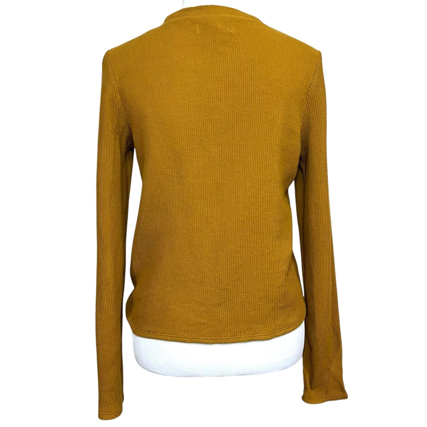 Madewell Madewell Texture & Thread Knot-Front Top Egyptian Gold Long Sleeve Sz M T-Shirt Women Modern Knit Knitwear Rolling Tie-Front? Size M / US 6-8 / IT 42-44 - 7 Thumbnail