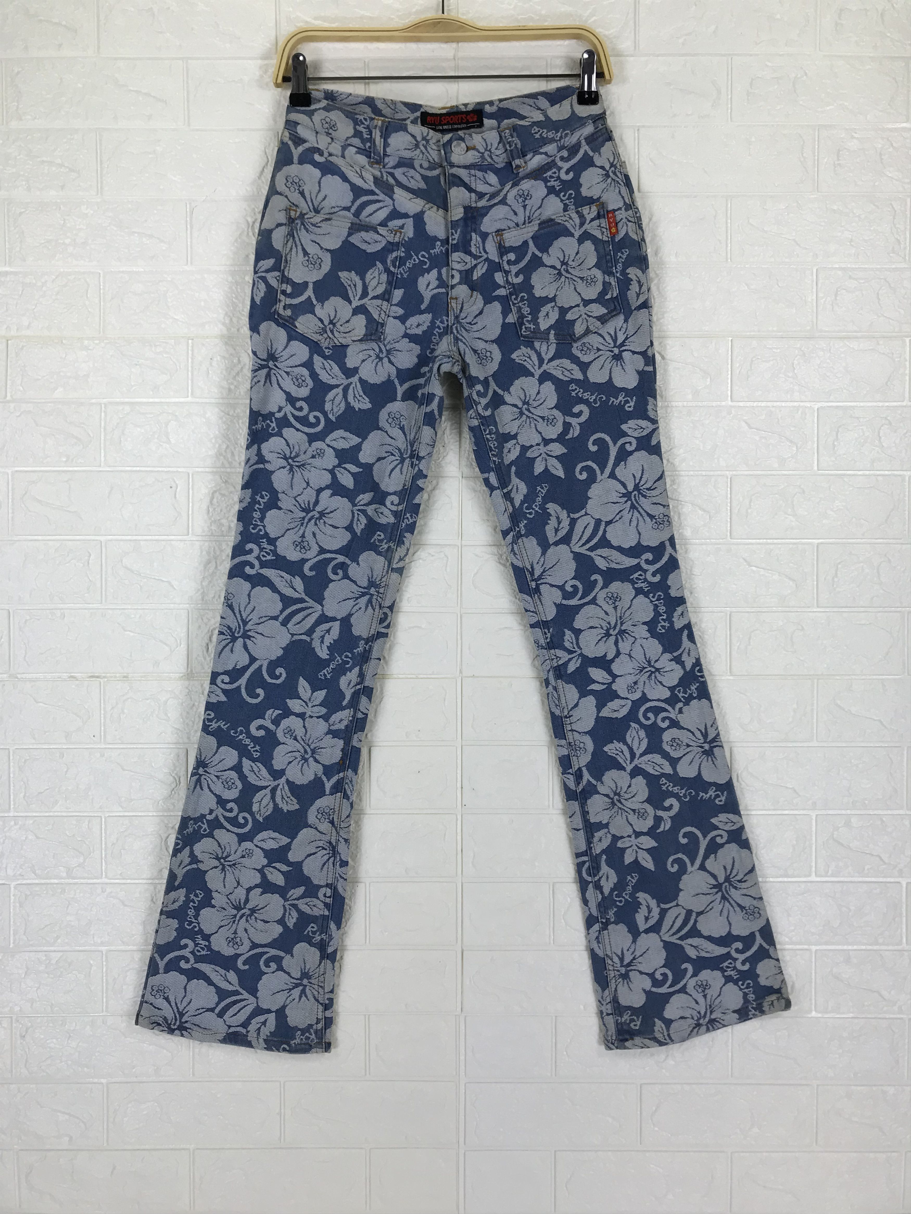 Hysteric Glamour Vintage Japanese Ryu Full Printed Floral Flare Jeans Size 27" / US 4 / IT 40 - 1 Thumbnail