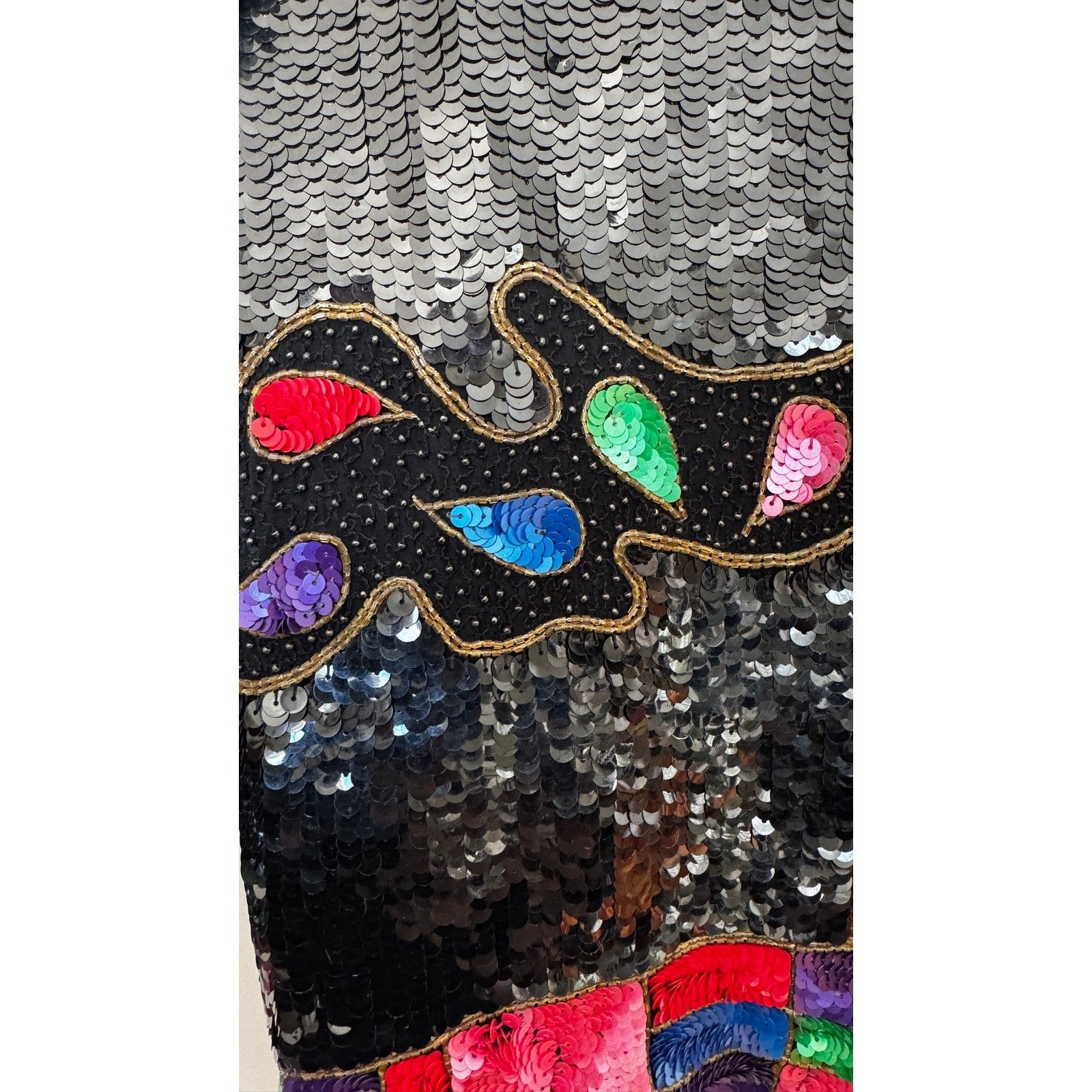 Vintage 1980s Pinky Creations Silk Sequin Jacket Black Medium Size M / US 6-8 / IT 42-44 - 8 Thumbnail