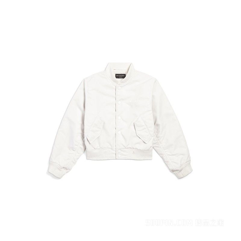 Balenciaga o1tr1nto0426 Loop Sports Icon Shrunk Varsity Jacket in White Size S / US 4 / IT 40 - 1 Thumbnail