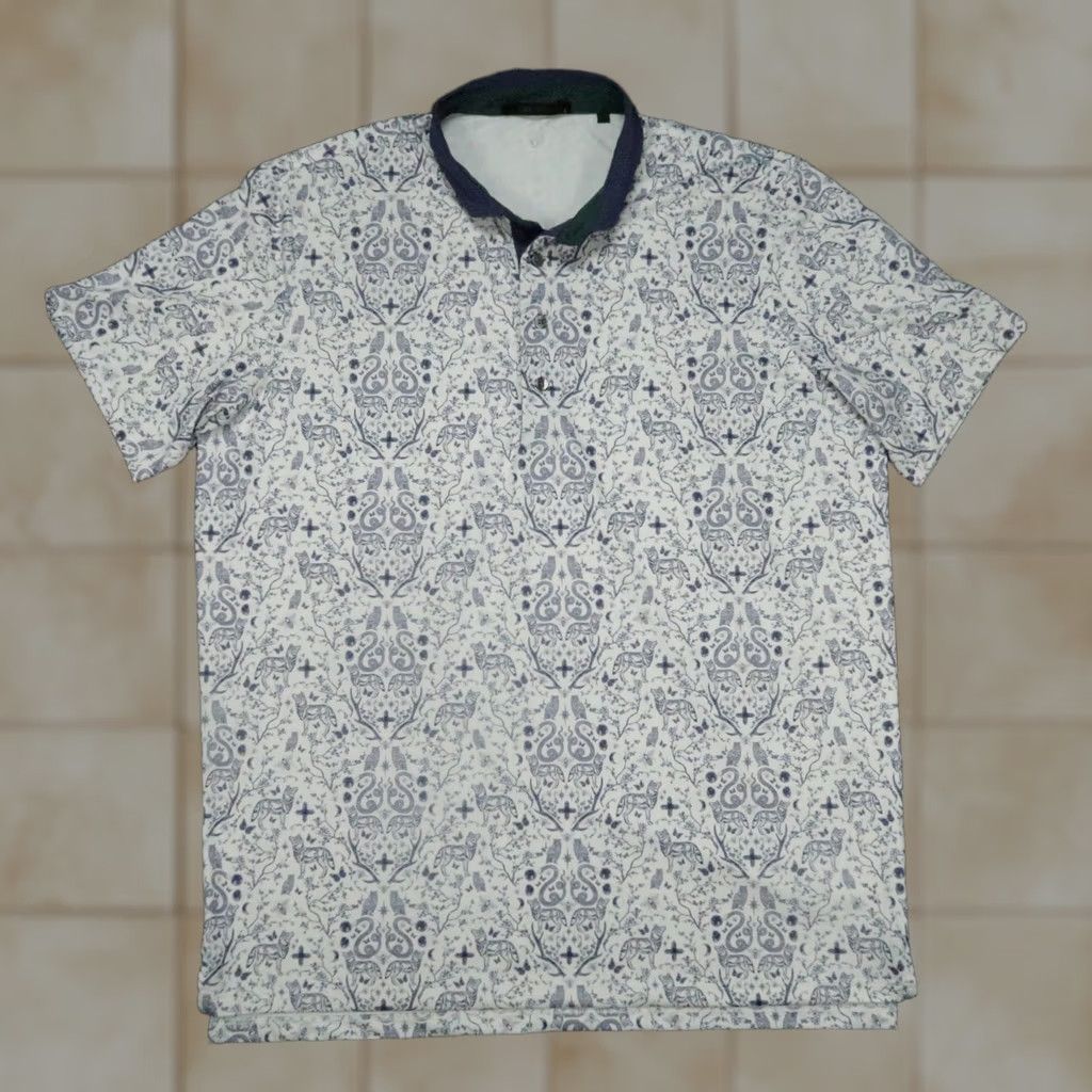 Vintage Greyson Polo Shirt Mens L White Purple Wolf Print Short Sleeve Golf Tennis Moisture Wicking Polo Size US L / EU 52-54 / 3 - 1 Thumbnail