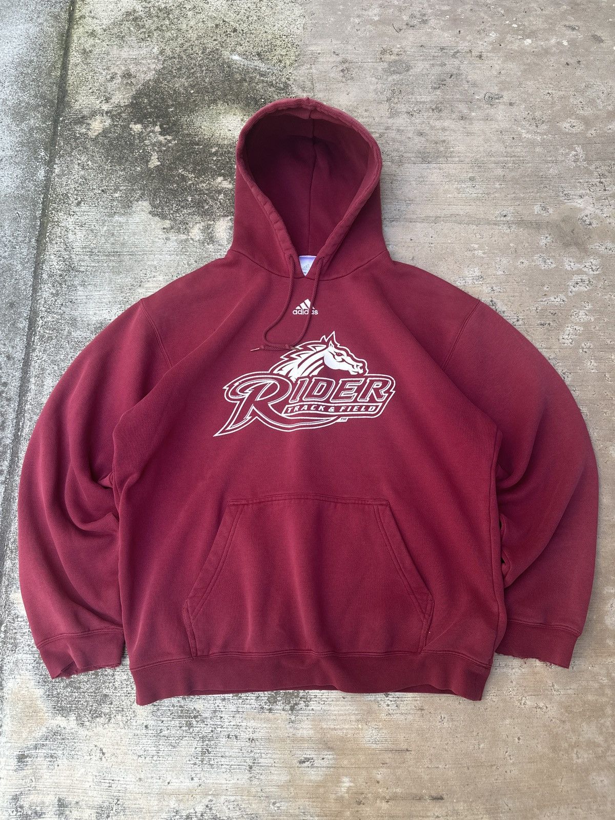 Champion × Vintage Vintage Burgundy Adidas Center Logo Ride University Hoodie Size US L / EU 52-54 / 3 - 1 Thumbnail