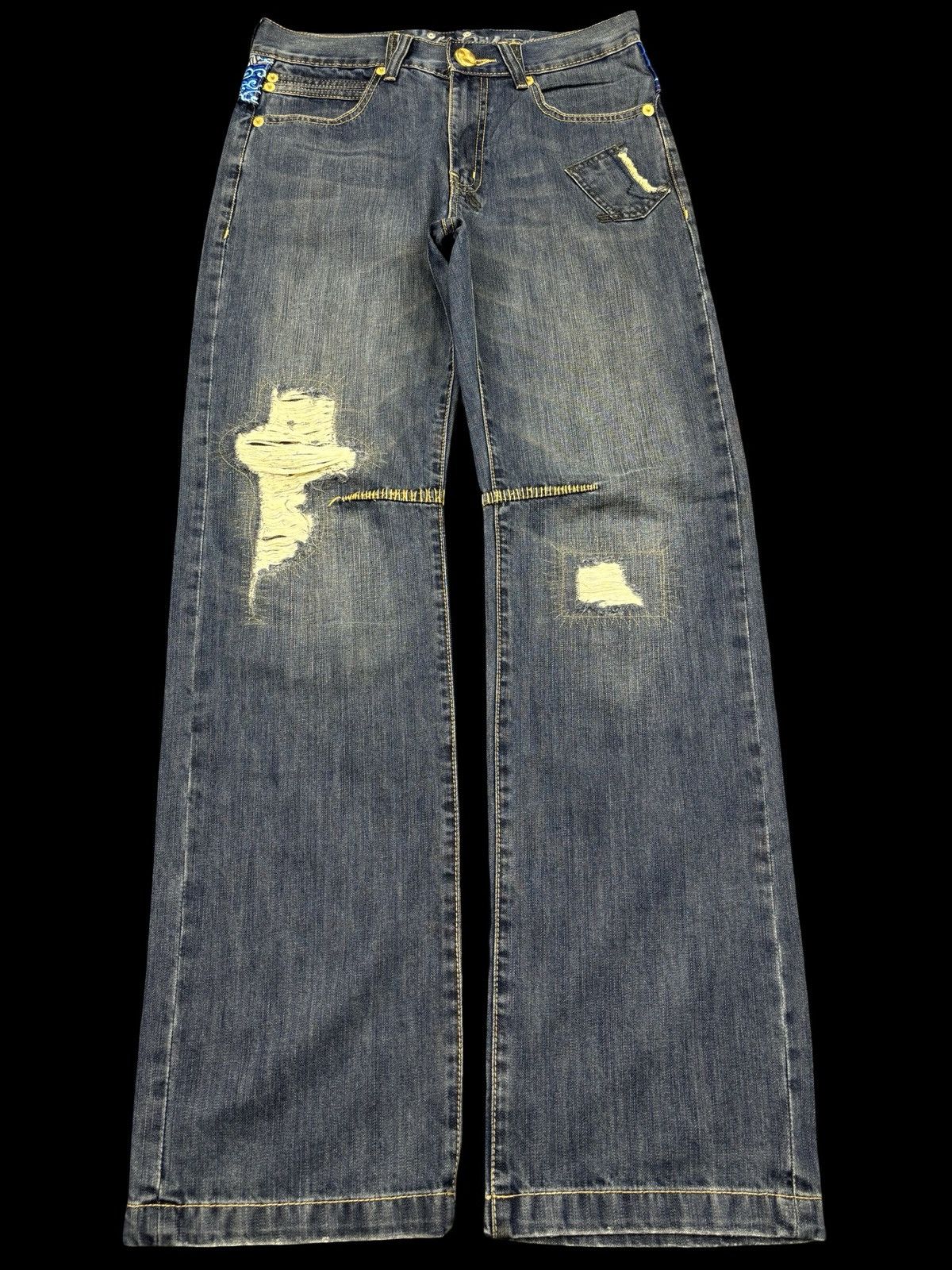 Japanese Brand 💥Archival💥Osaka Big Train Loose Distressed Denim F832 Size US 32 / EU 48 - 1 Thumbnail