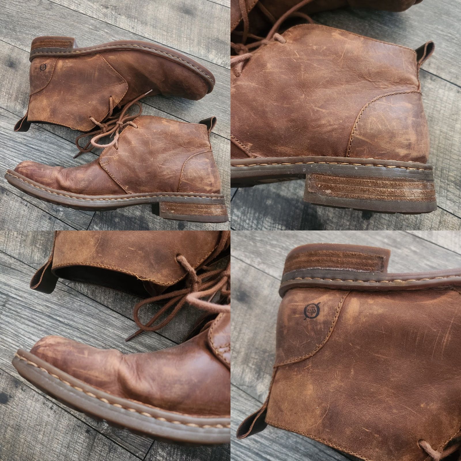 Born Børn Born H57206 Chukka Boot Mens 11.5 M Brown Leather Lace Up Ankle Distressed Casual Shoes Size US 12 / EU 45 - 8 Thumbnail