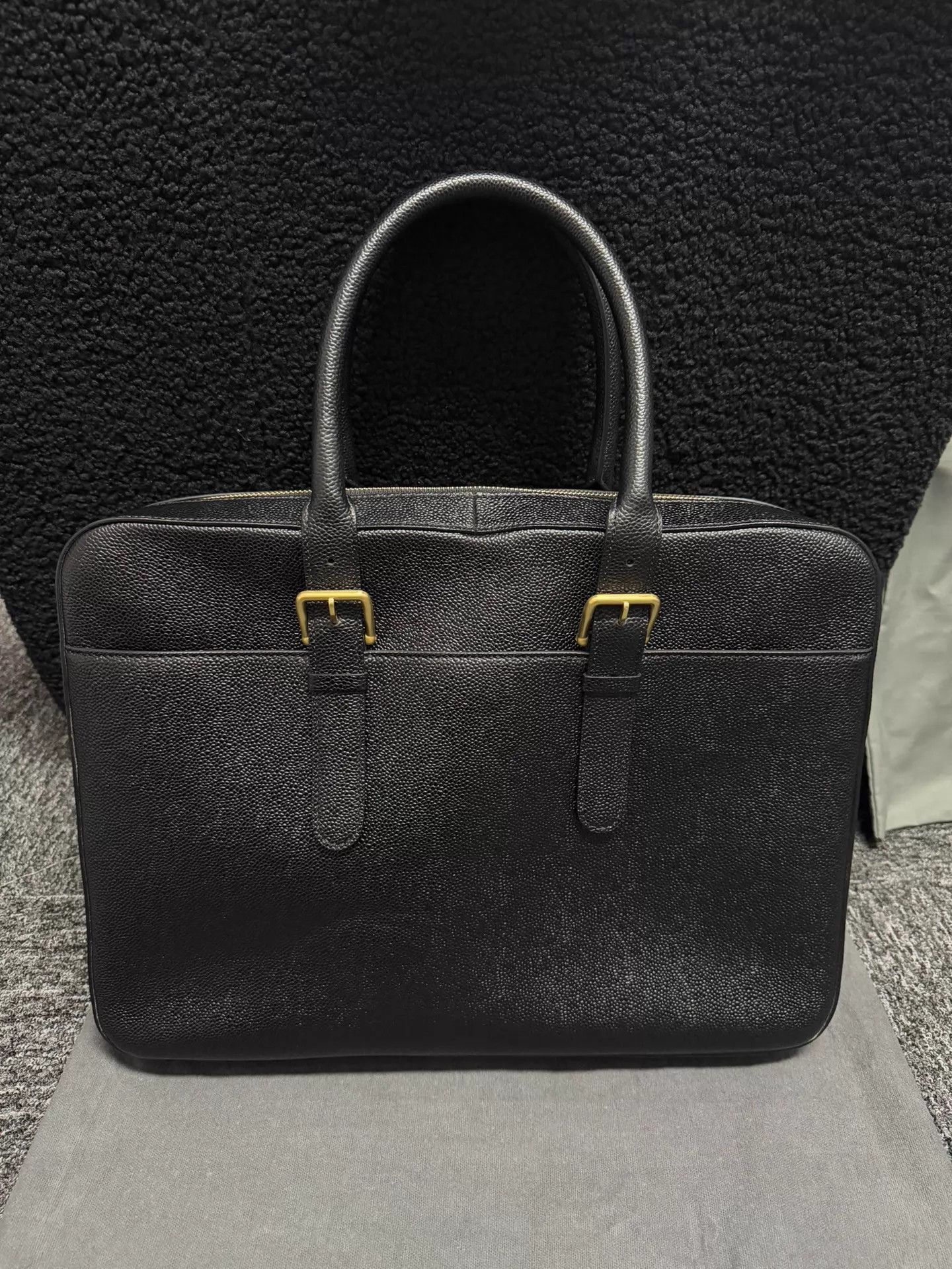 Thom Browne Thom Browne Classic Black Grained Leather Briefcase Size ONE SIZE - 2 Thumbnail