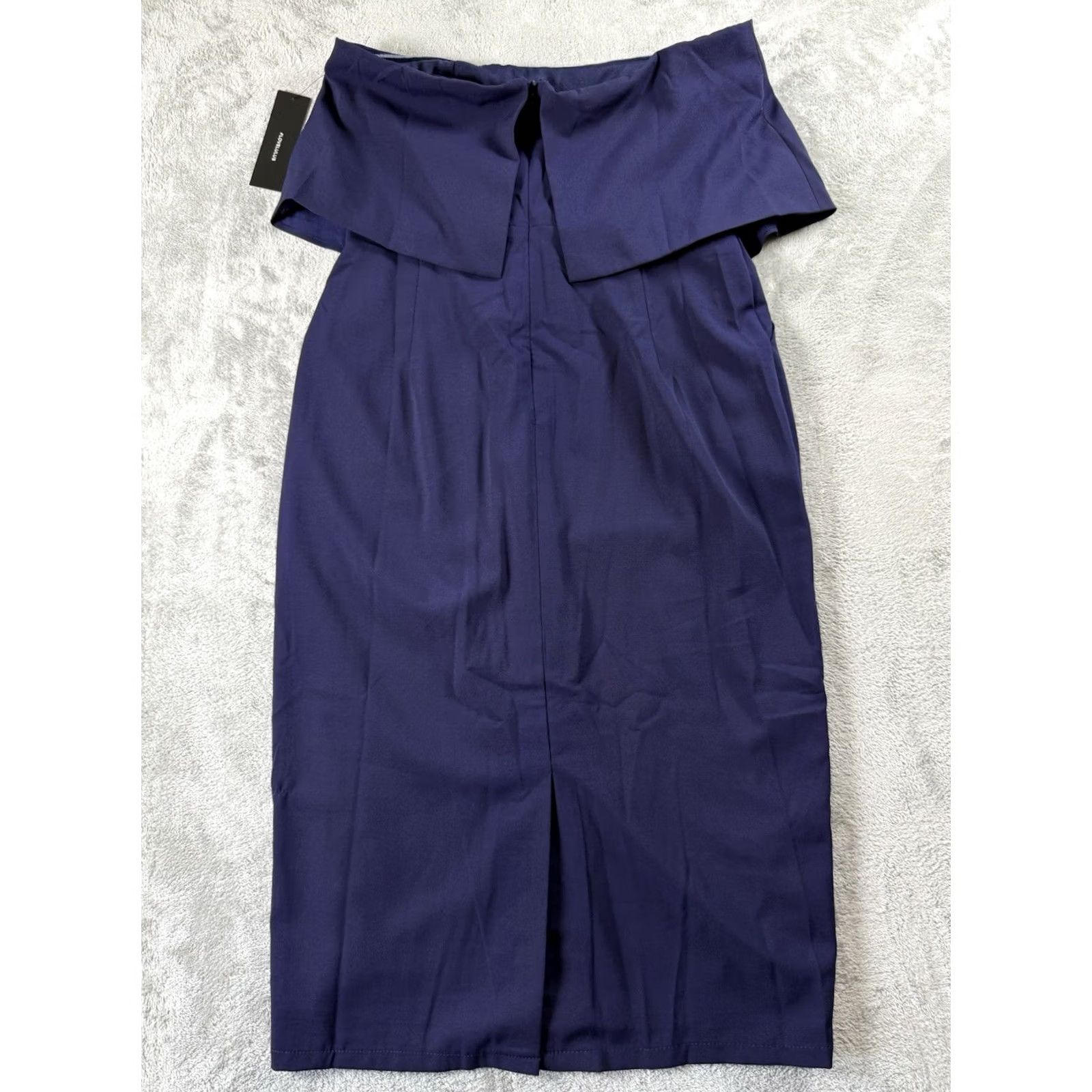 Lulus NWT!! Lulus Navy Strapless Wedding Dress M Sheath Short Sleeveless Knit Polyester Blend Size M / US 6-8 / IT 42-44 - 2 Thumbnail