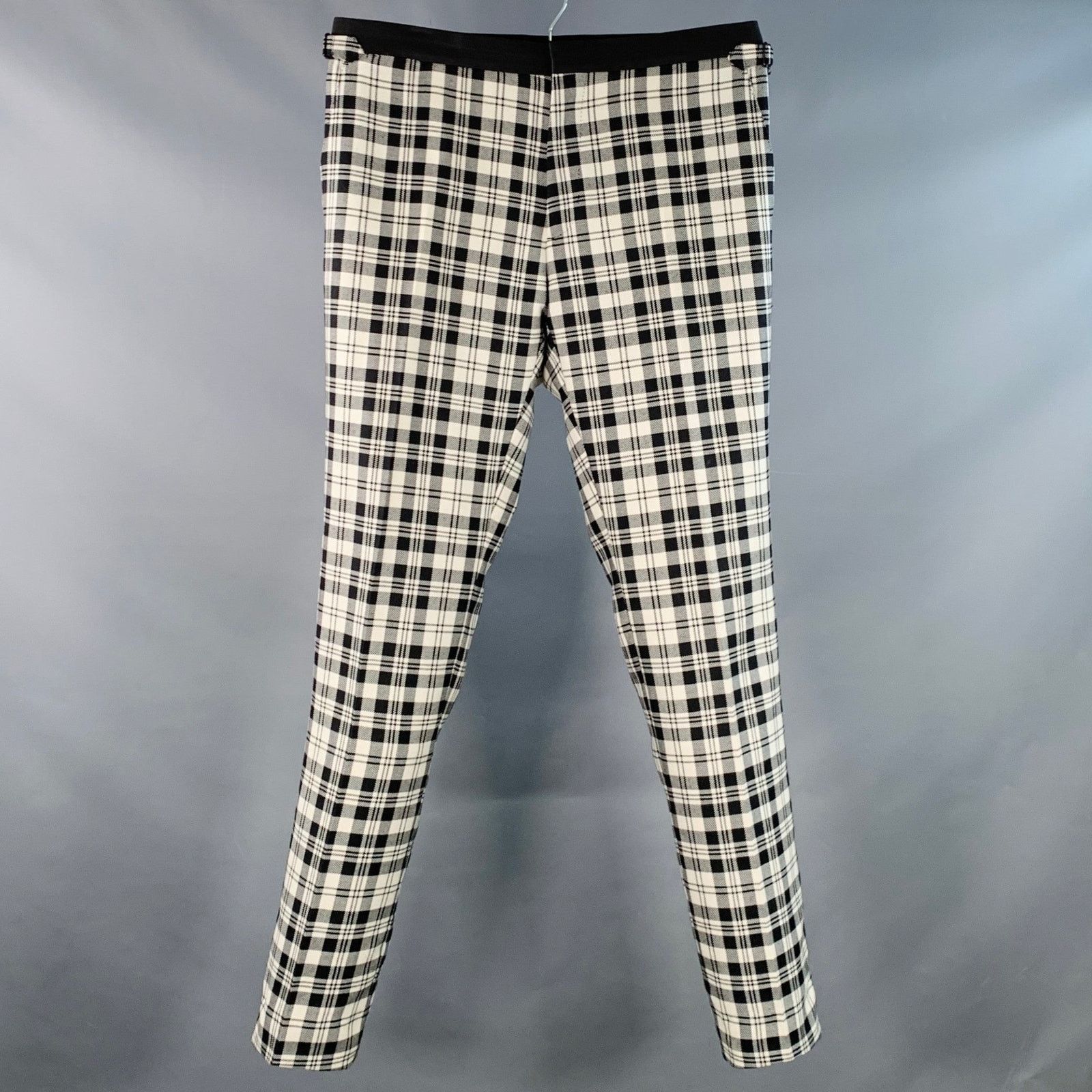 Burberry Black White Plaid Wool Mohair Side Tabs Tapered Dress Pants Size US 36 / EU 52 - 1 Thumbnail