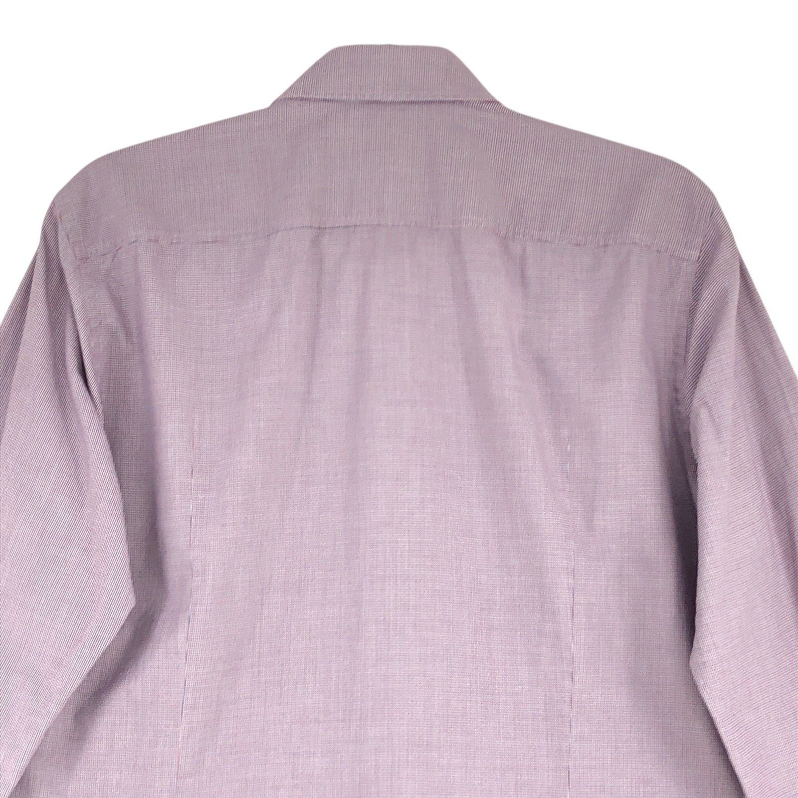 Hugo Boss Hugo Boss Dress Shirt 5.5 39 Slim Fit Purple Micro Check Size US M / EU 48-50 / 2 - 9 Thumbnail