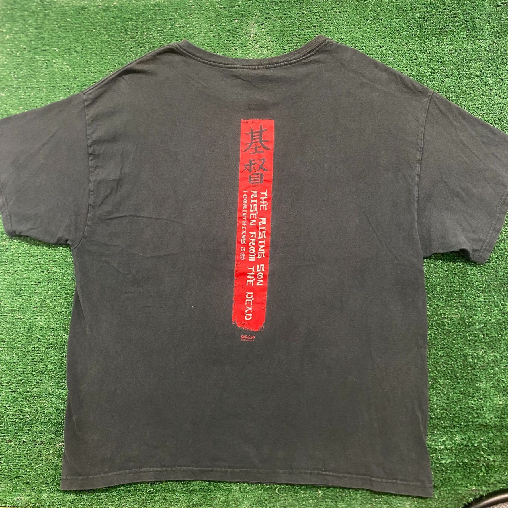 Delta Vintage Y2K Japan Cross Rising Sun Faded Punk Religion Tee Size US XL / EU 56 / 4 - 5 Thumbnail