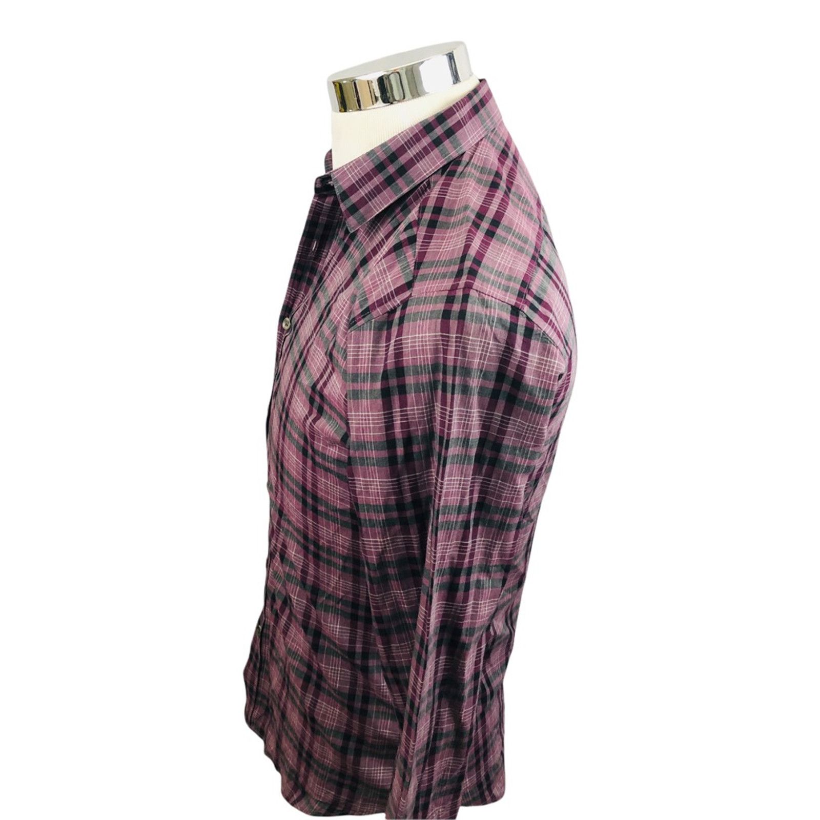 Theory Theory Button Front Shirt Purple Plaid Long Sleeve Collar XS Size US XS / EU 42 / 0 - 5 Thumbnail