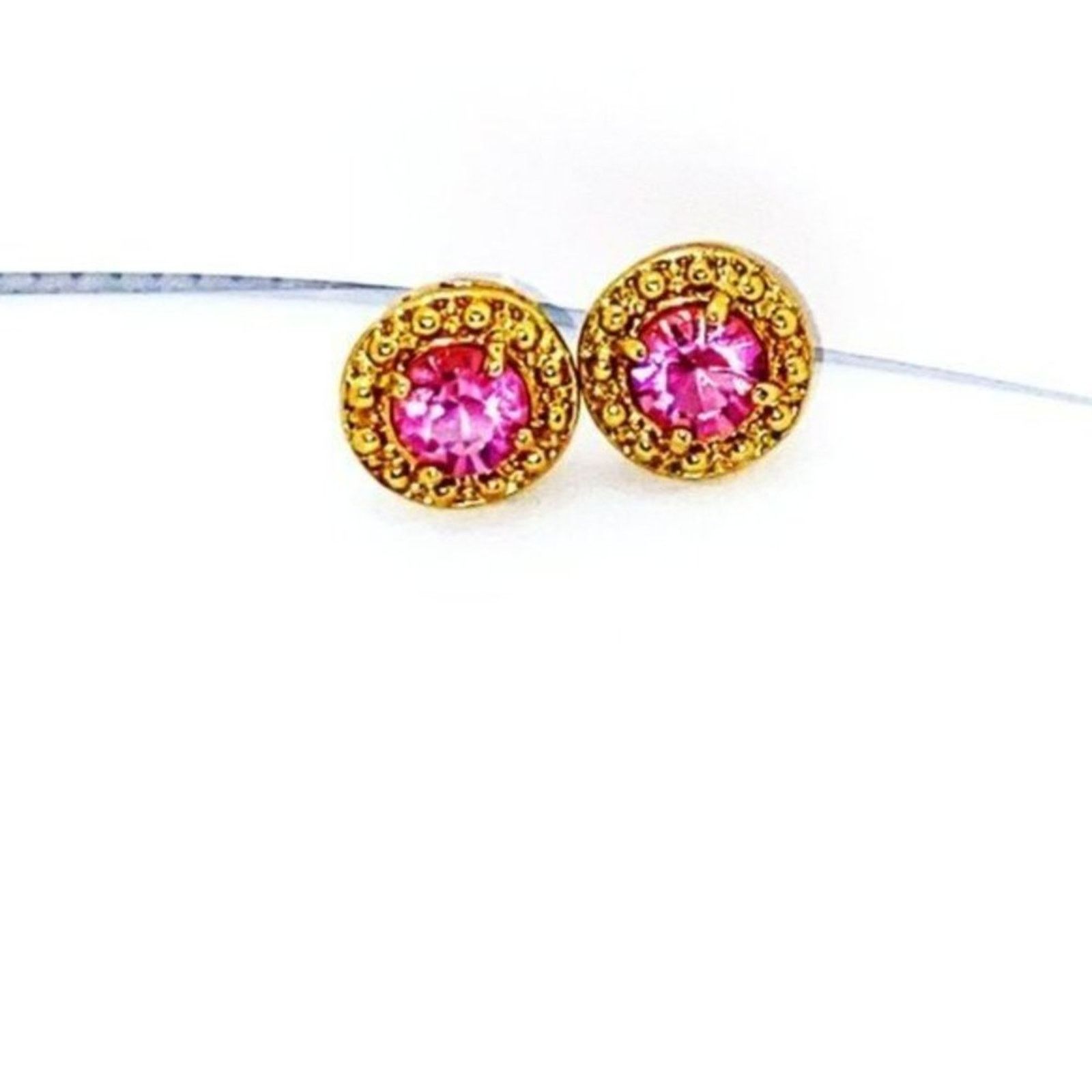Other Gold-Tone Pink Rhinestone Stud Earrings Size ONE SIZE - 2 Thumbnail