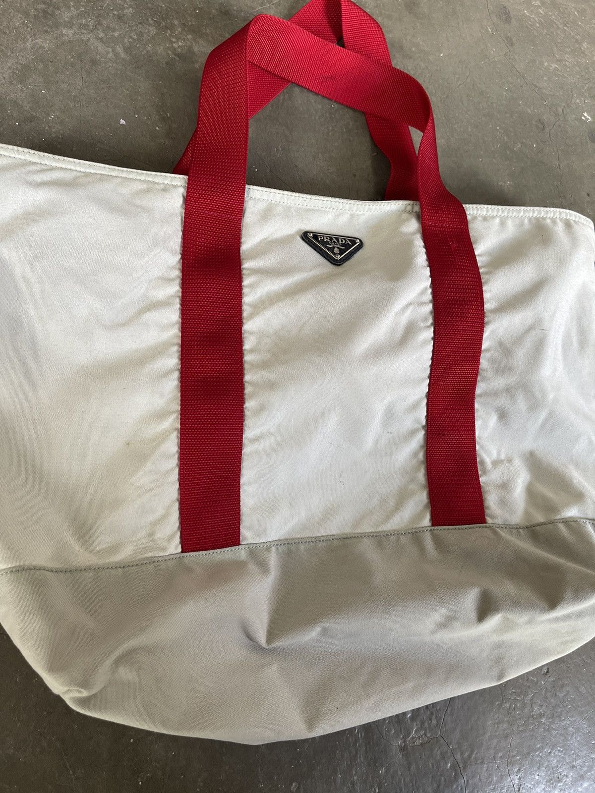 Prada Prada White Tessuto Tote Bag Red Nylon Cloth Size ONE SIZE - 3 Thumbnail