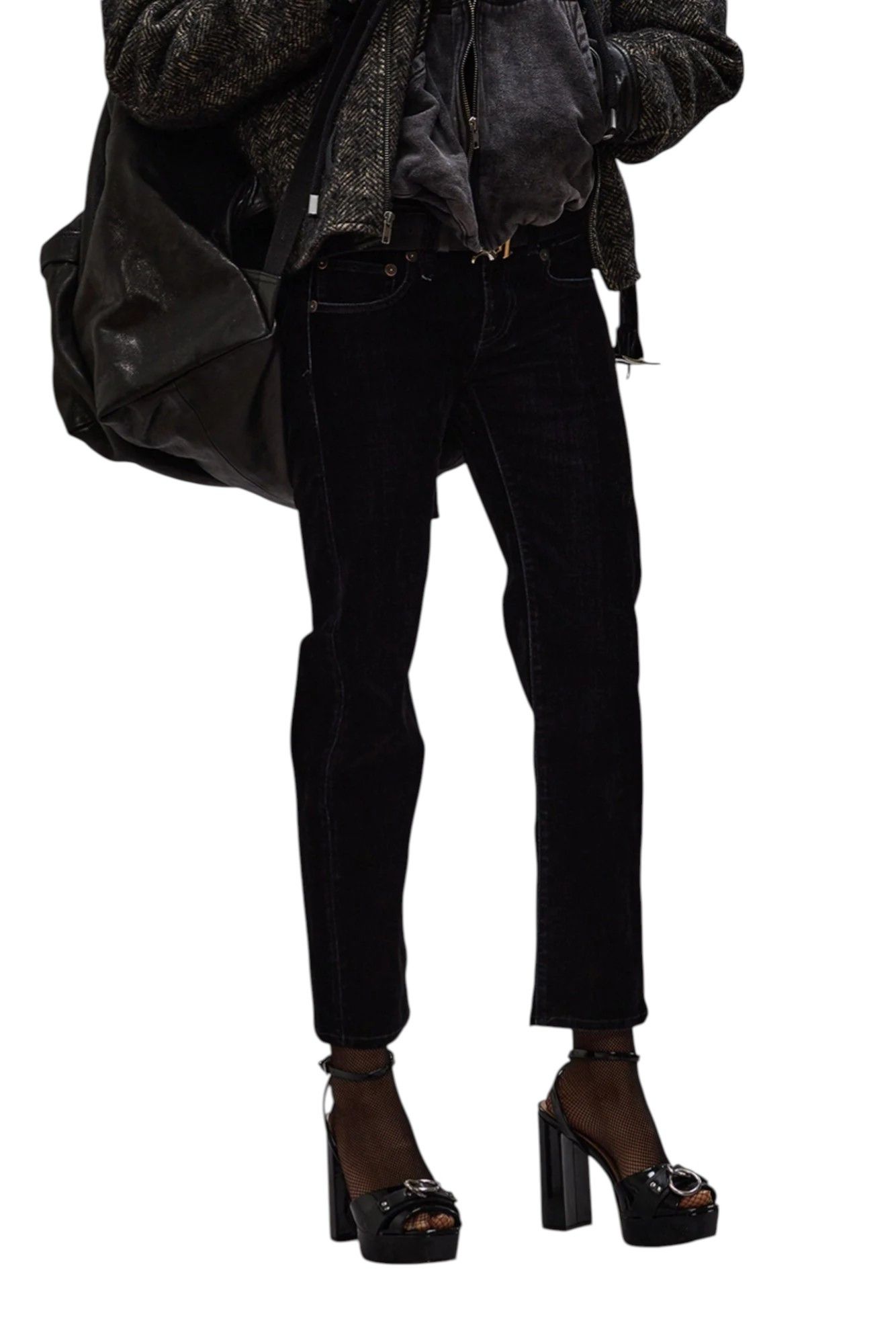 R13 BOY STRAIGHT 27 Flocked Black Velvet Ankle Zip 85813 Size 27" / US 4 / IT 40 - 1 Thumbnail