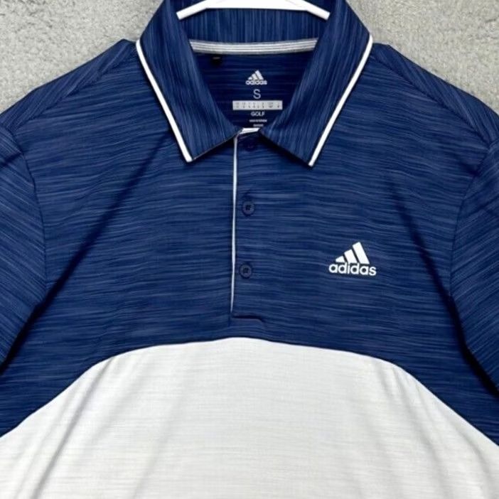 Adidas Adidas Golf Polo Shirt Mens Small Blue White Colorblock Athletic Stretch Rugby Shirt Size US S / EU 44-46 / 1 - 2 Thumbnail
