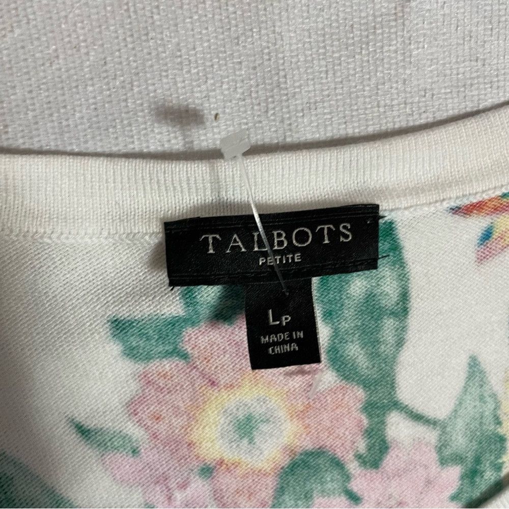 Talbots New Talbots Charming Blossoms Cotton Cardigan Size LP Size L / US 10 / IT 46 - 8 Thumbnail