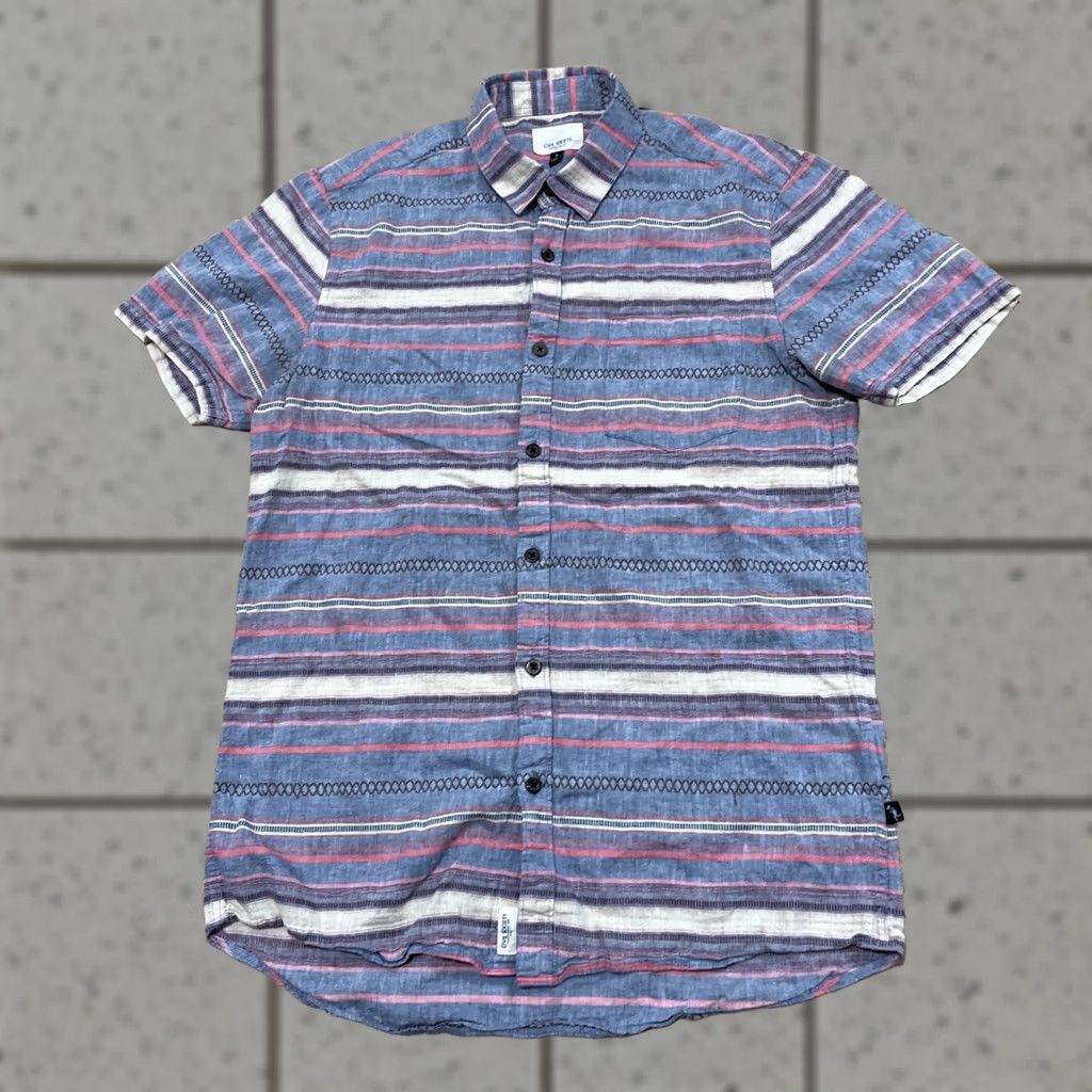 Pinko Civil Society Button Up Shirt Men S Aztec Tribal Stripe Pink Blue Aquaberry Size US S / EU 44-46 / 1 - 1 Thumbnail