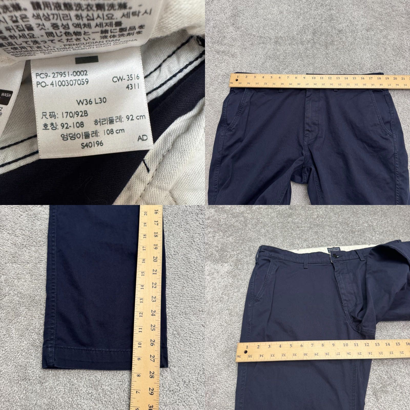 Bonobos Levi's Cotton Chino Pants Mens 36x30 Navy Blue Straight Leg Flat Front Classic Size US 36 / EU 52 - 9 Thumbnail