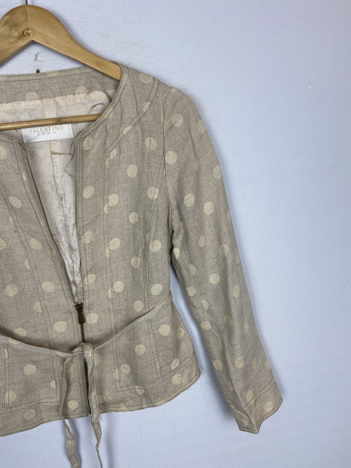 Valentino Valentino Polka Dot Cropped Italian Designer Zip-Up Coat Size M / US 6-8 / IT 42-44 - 3 Thumbnail