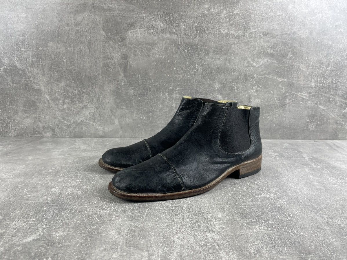 Moma Dark Green Leather Avant Garde Chelsea Ankle Boots
