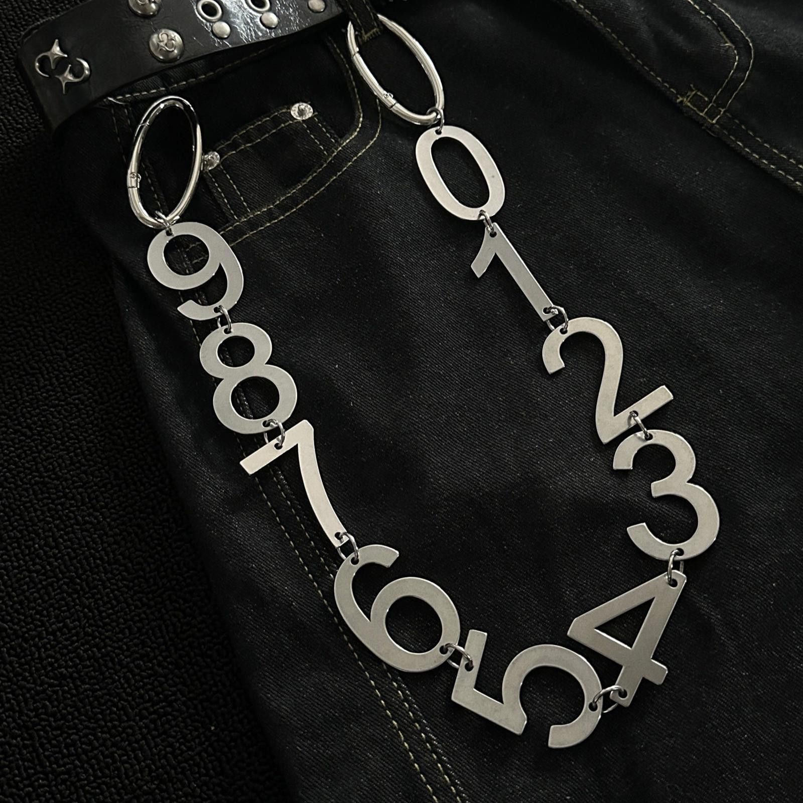 Jewelry Silver Number Link Wallet Chain, Men's Hip Hop Accessory Size ONE SIZE - 2 Thumbnail