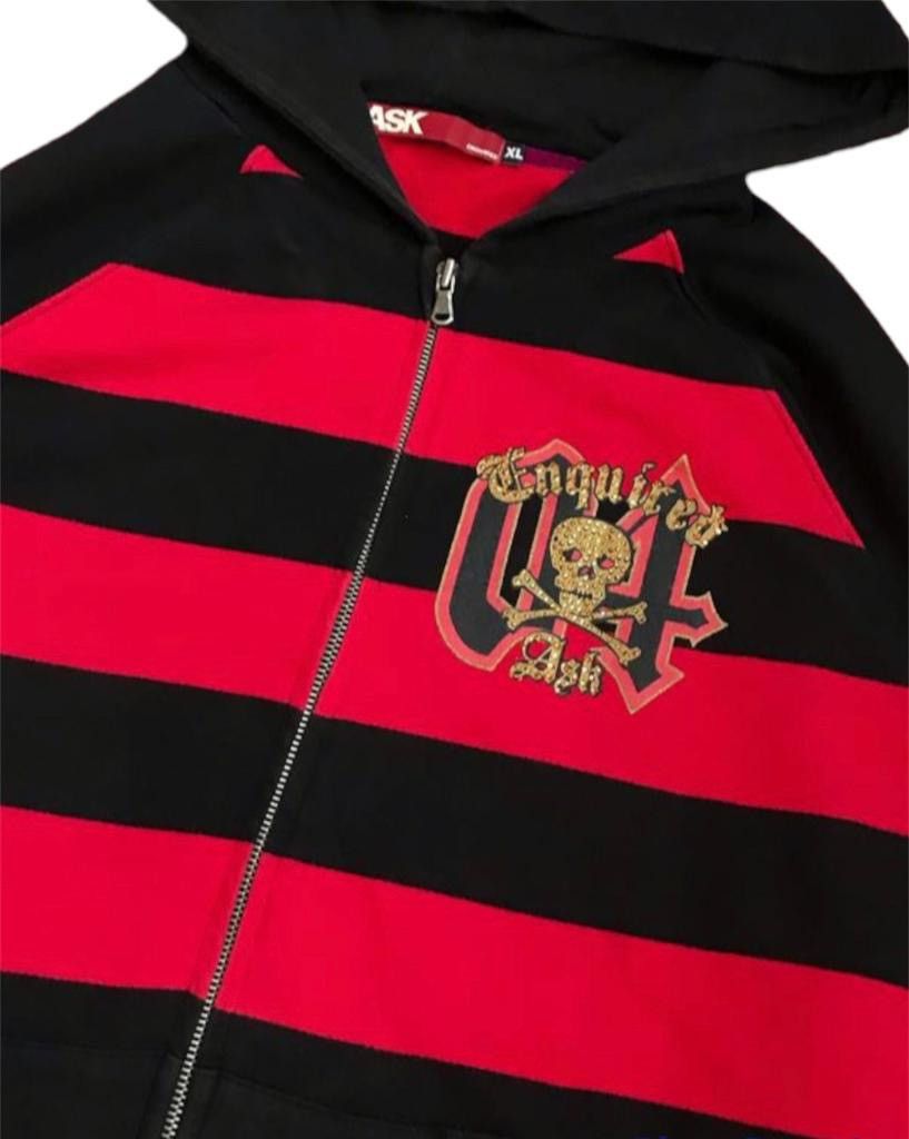 If Six Was Nine × Japanese Brand × Le Grande Bleu (L.G.B.) 🚨BINDING OFFER🚨 Enquiredask Skull Stripe Hoodie Size US L / EU 52-54 / 3 - 2 Thumbnail