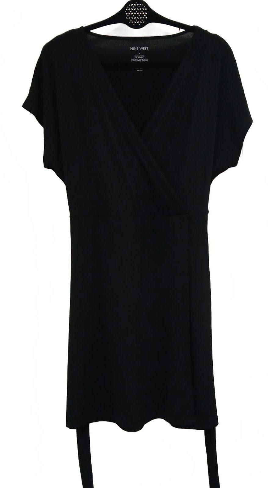 Nine West Black Wrap Dress Nine West NWT Large Size L / US 10 / IT 46 - 1 Thumbnail