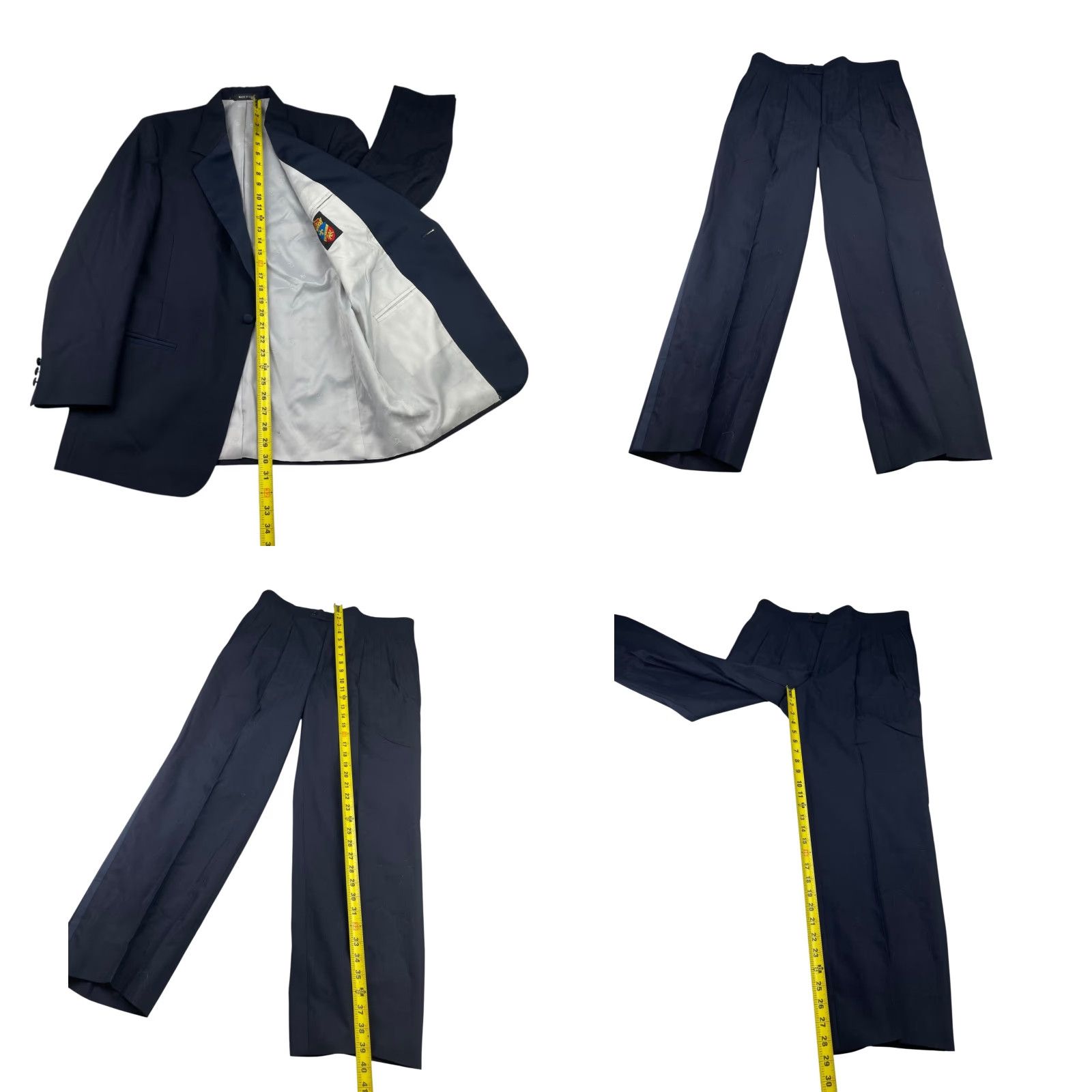 Vintage VINTAGE Lord West Tuxedo Suit Navy Blue 2 Piece Mens 42R Jacket 1-Button Pants 32x30 Wool Satin Peak Lapel US Size 42R - 9 Thumbnail