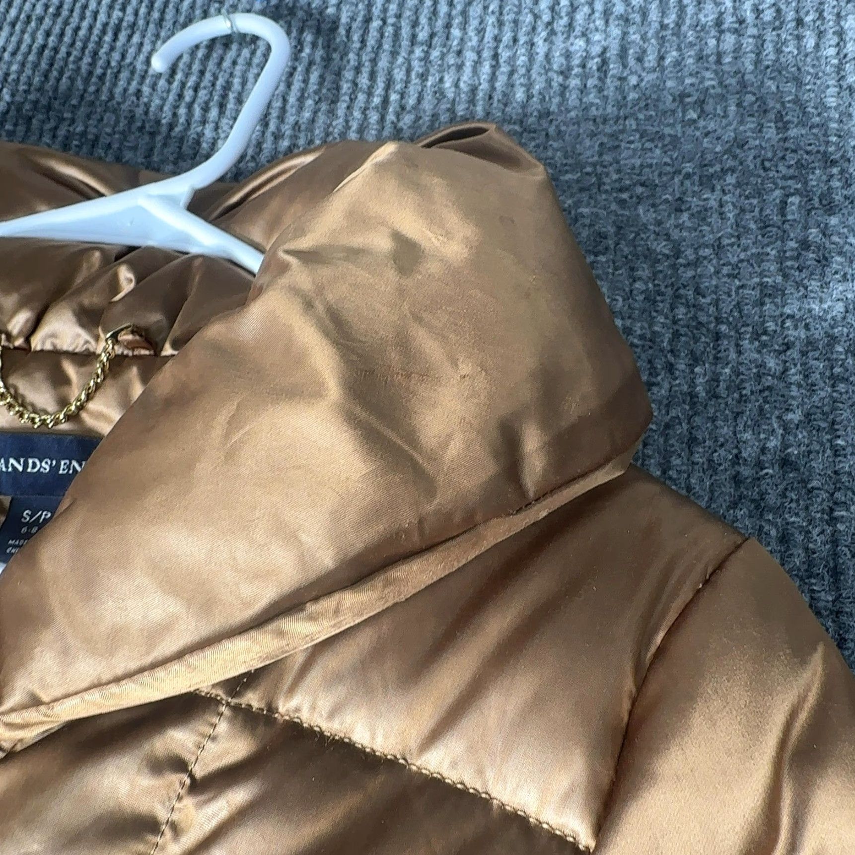 Lands' End Lands' End Puffer Jacket Womens S Brown Metallic Down Insulated Quilted Gold Winter Size S / US 4 / IT 40 - 6 Thumbnail