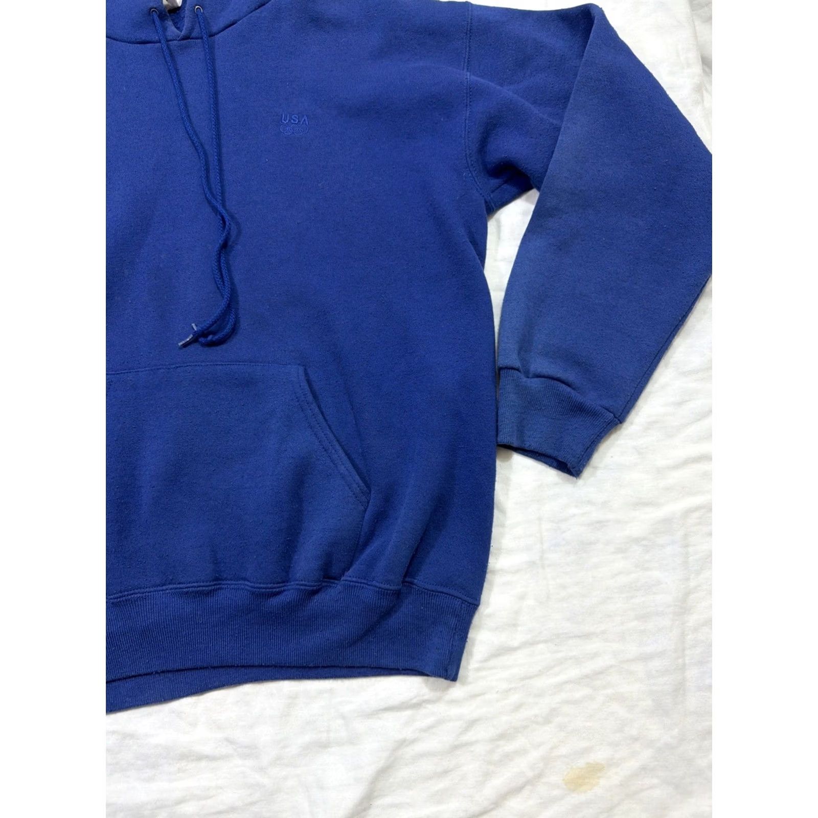 Vintage VINTAGE 90s Olympic Pullover Hoodie Blue Men’s XL Regular Cotton Blend Hoodie Mens XL Blue Size US XL / EU 56 / 4 - 5 Thumbnail