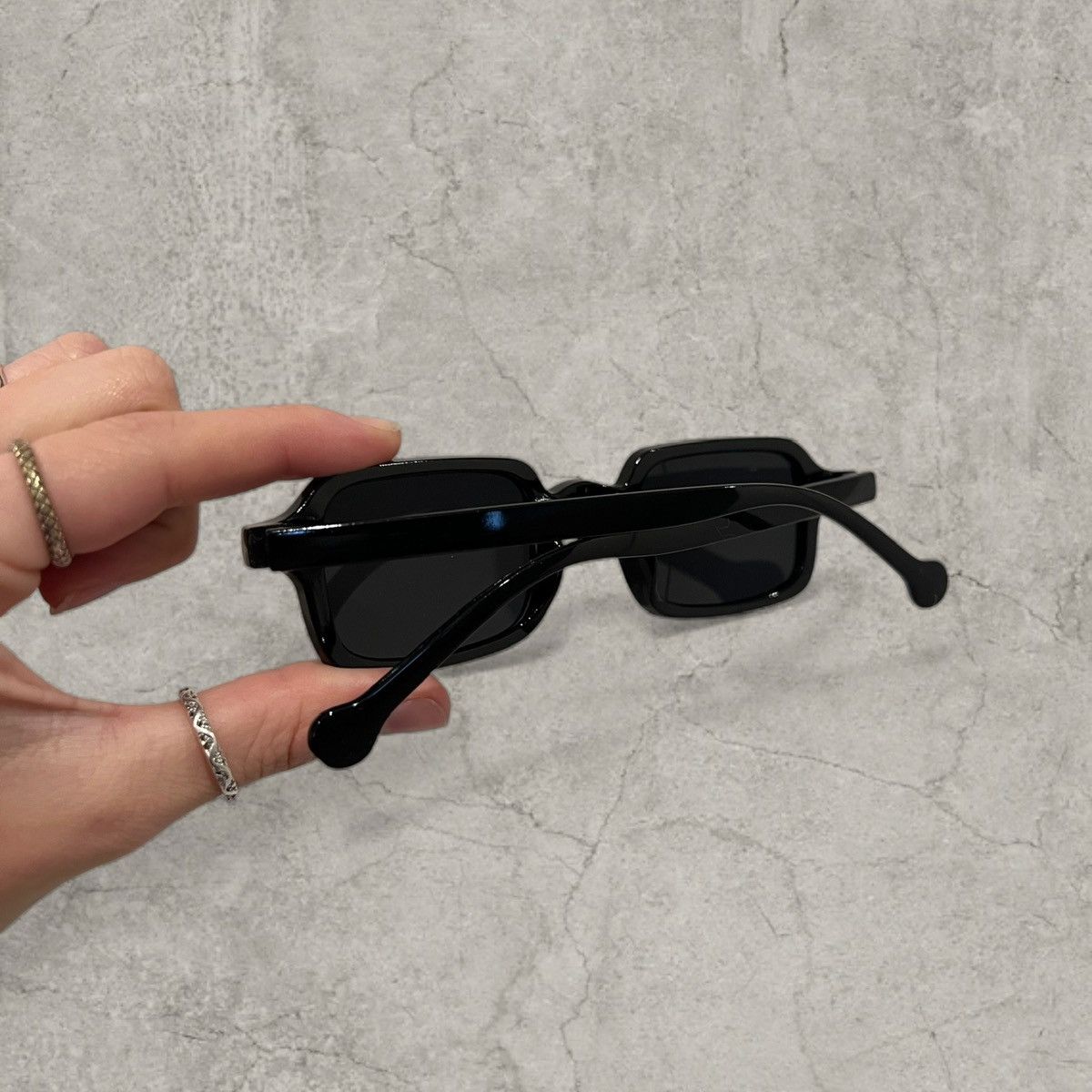 Japanese Brand UV400 square sunglasses in black with black lens. One size. Size ONE SIZE - 4 Thumbnail