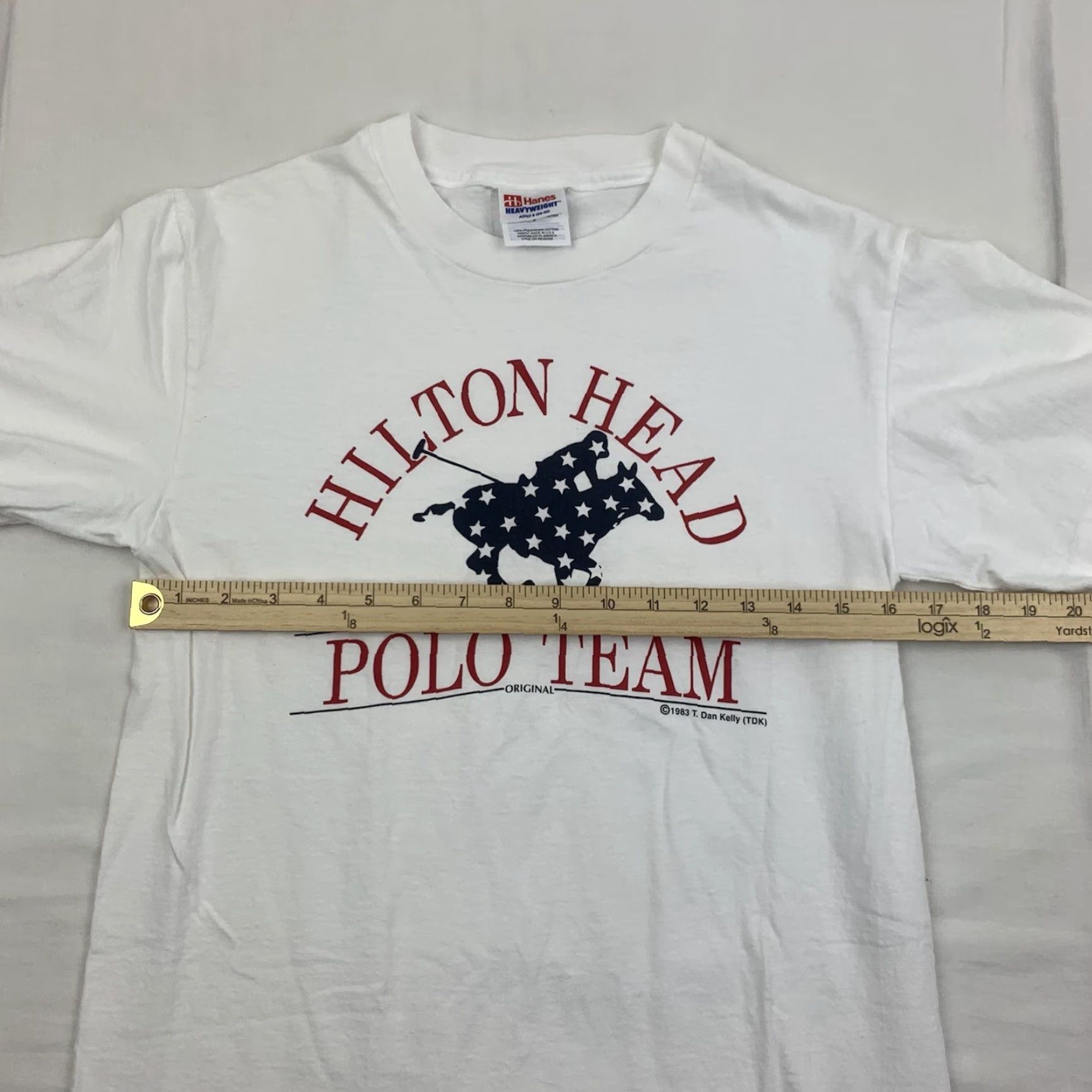 Hanes VINTAGE Hanes Hilton Head Polo Team T Shirt Adult Small White Sports Logo 90s Mens Size US S / EU 44-46 / 1 - 6 Thumbnail
