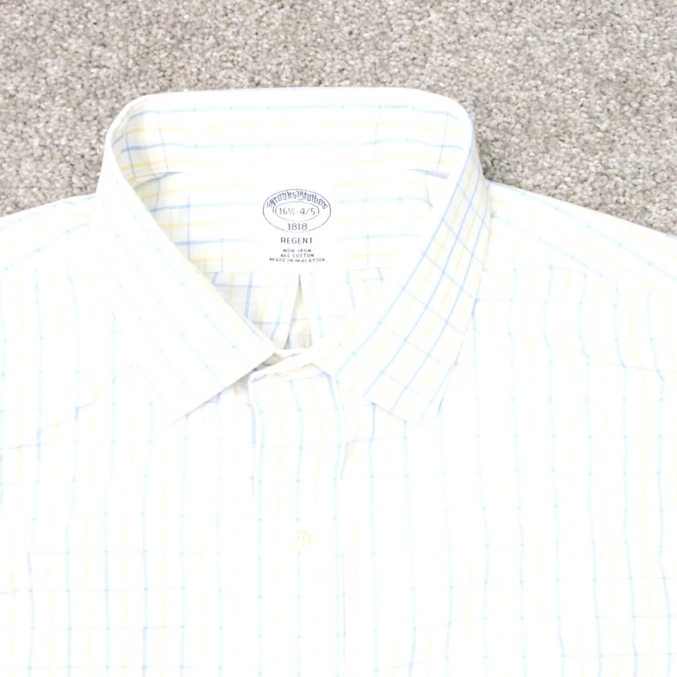 Brooks Brothers Brooks Brothers Shirt Mens 16 1/2 34/35 Yellow/Blue Regent Non-Iron Cotton L/S Striped Dress Shirt Mens Size US XL / EU 56 / 4 - 4 Thumbnail