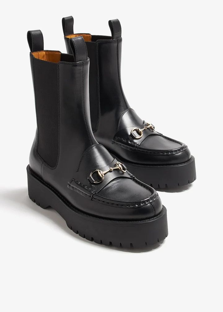Gucci oc11z1025 Horsebit Boots With Lug Sole in Black Size US 9 / IT 39 - 3 Thumbnail