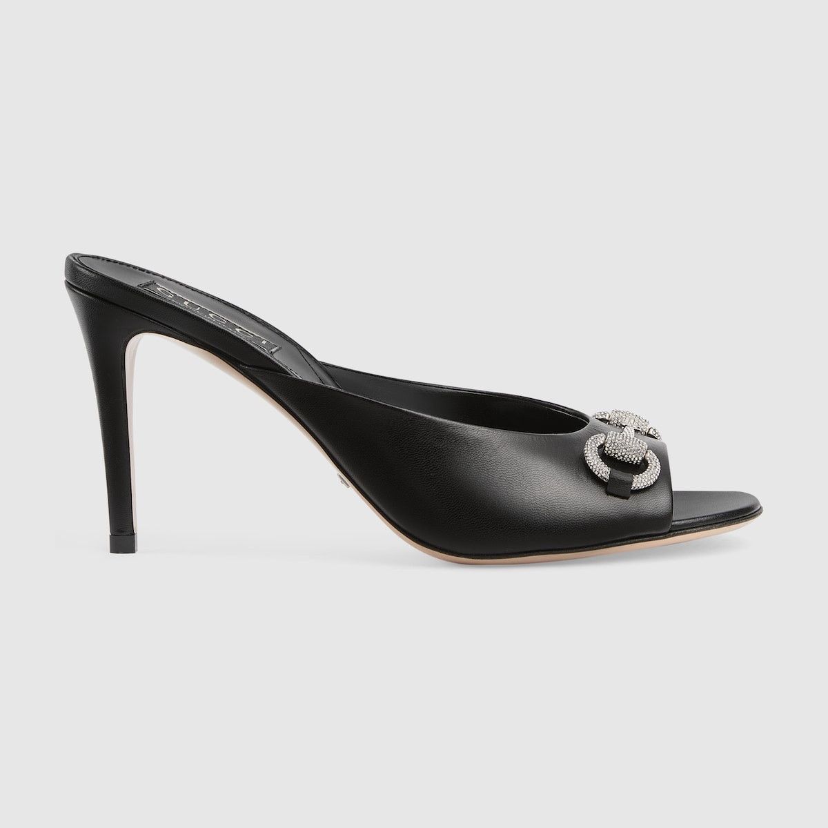 Gucci o1s1wg110425 Women's Mid-Heel Slide Sandals in Black Size US 4.5 / IT 34.5 - 1 Thumbnail