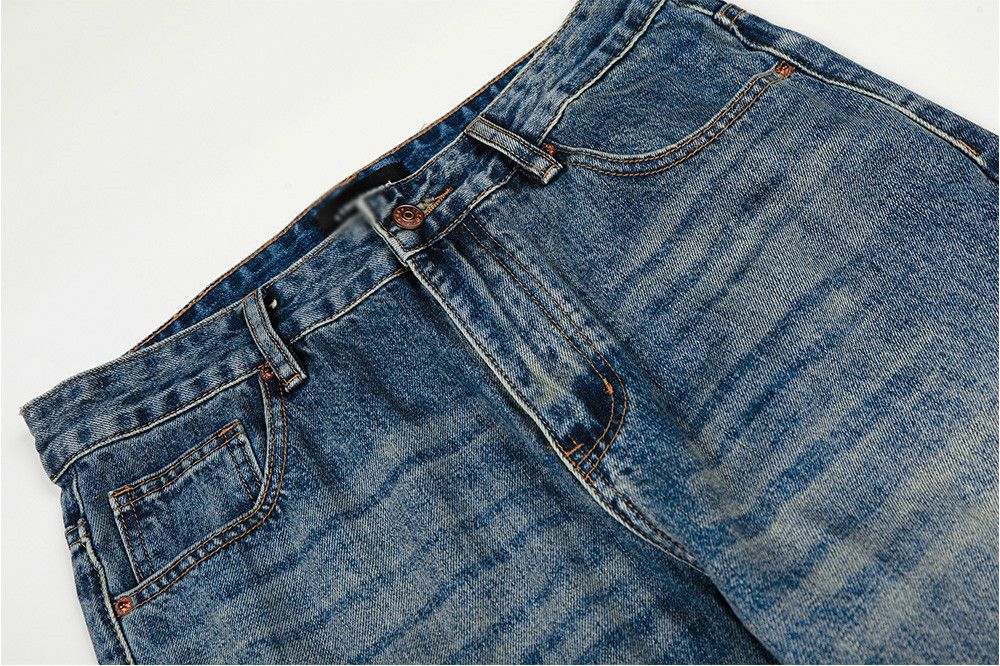 Jean Retro punk men's loose gradient washed distressed jeans Size US 32 / EU 48 - 3 Thumbnail
