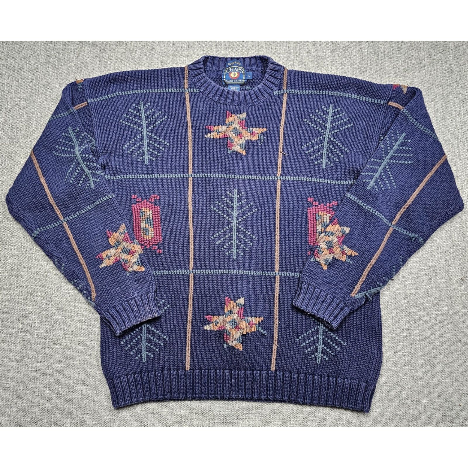 Ralph Lauren VINTAGE Chaps Ralph Lauren Sweater Mens Large Blue Aztec Geometric Knit Crewneck Size US L / EU 52-54 / 3 - 2 Thumbnail