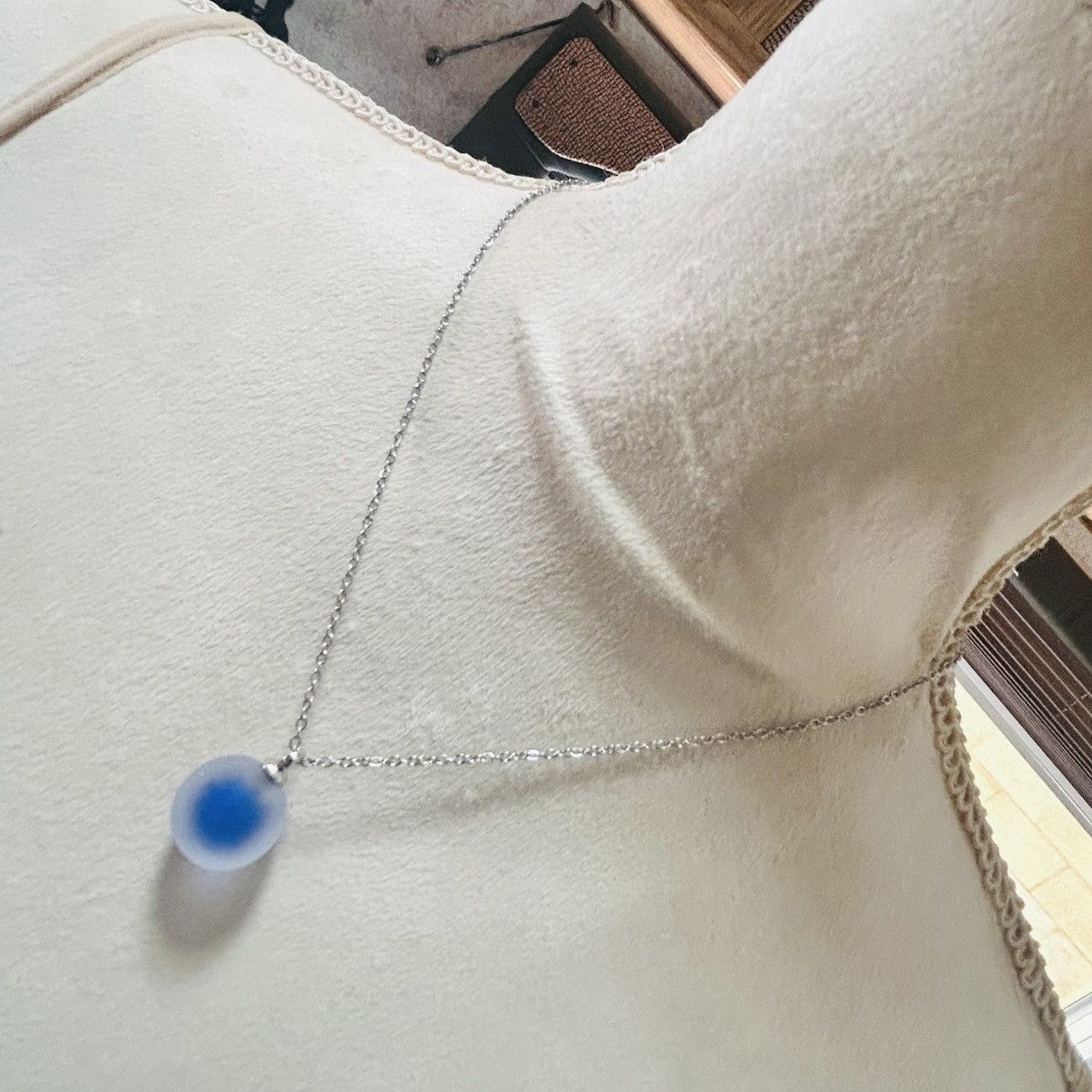 Handmade Handcrafted frosted glass ball pendant on chain necklace Size ONE SIZE - 1 Thumbnail