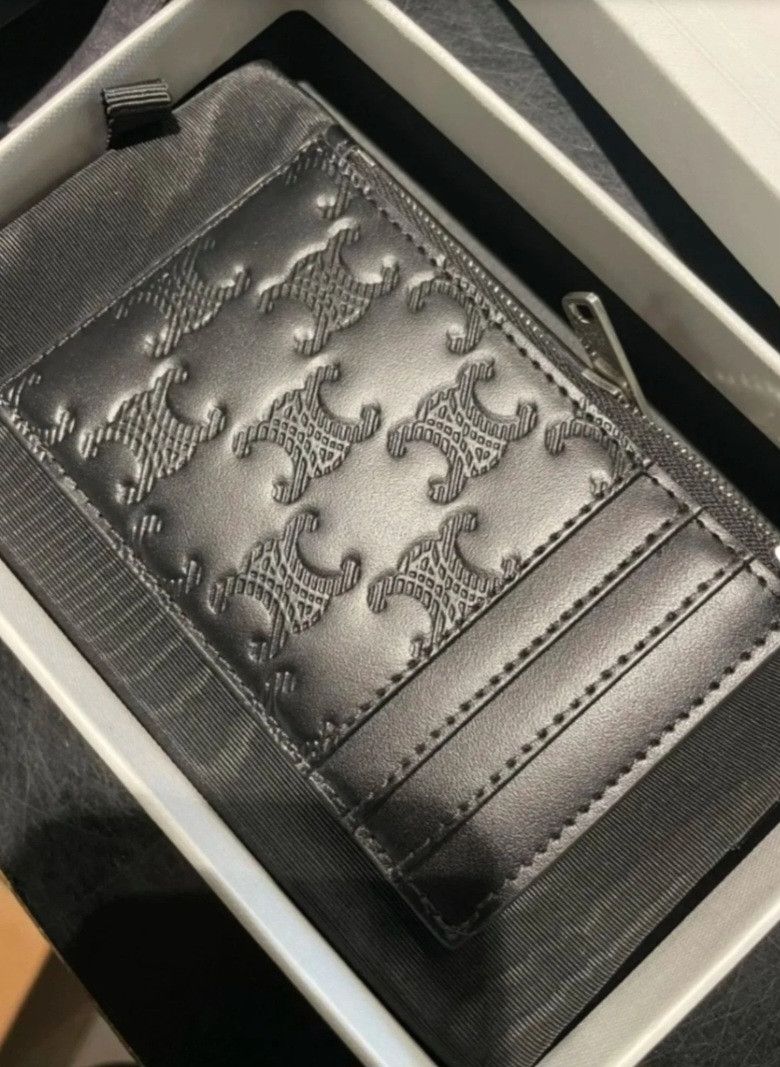 Celine CELINE Triomphe Embossed Zipped Card Holder Size ONE SIZE - 2 Thumbnail