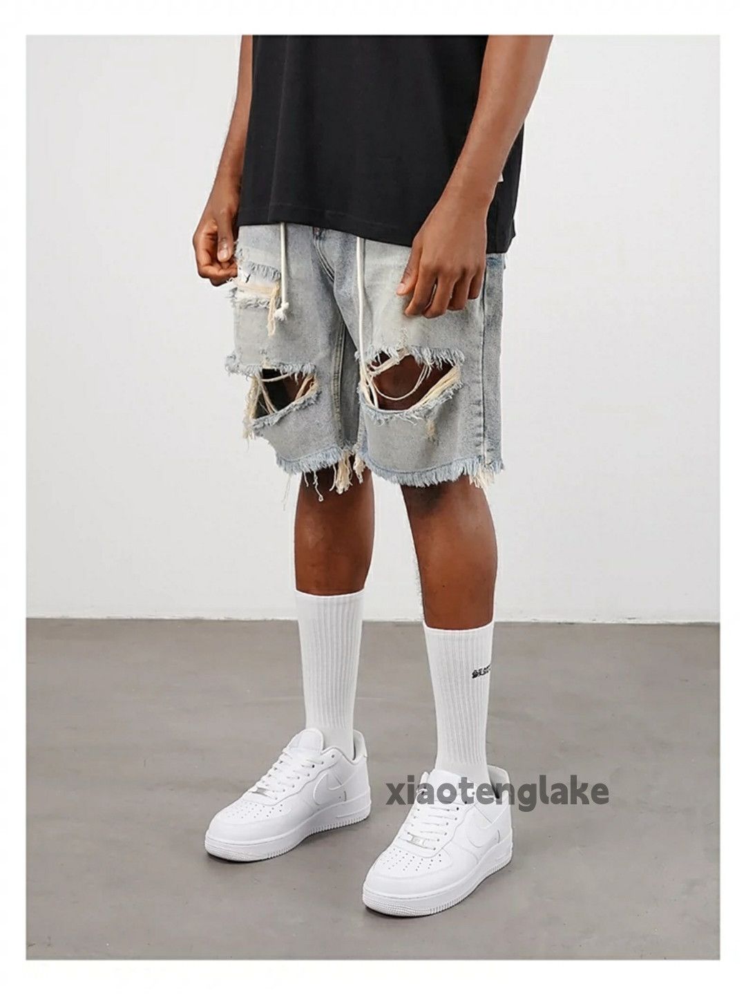 Jean × Vintage washed faded skate hiphop damaged ripped shorts Size US 36 / EU 52 - 8 Thumbnail