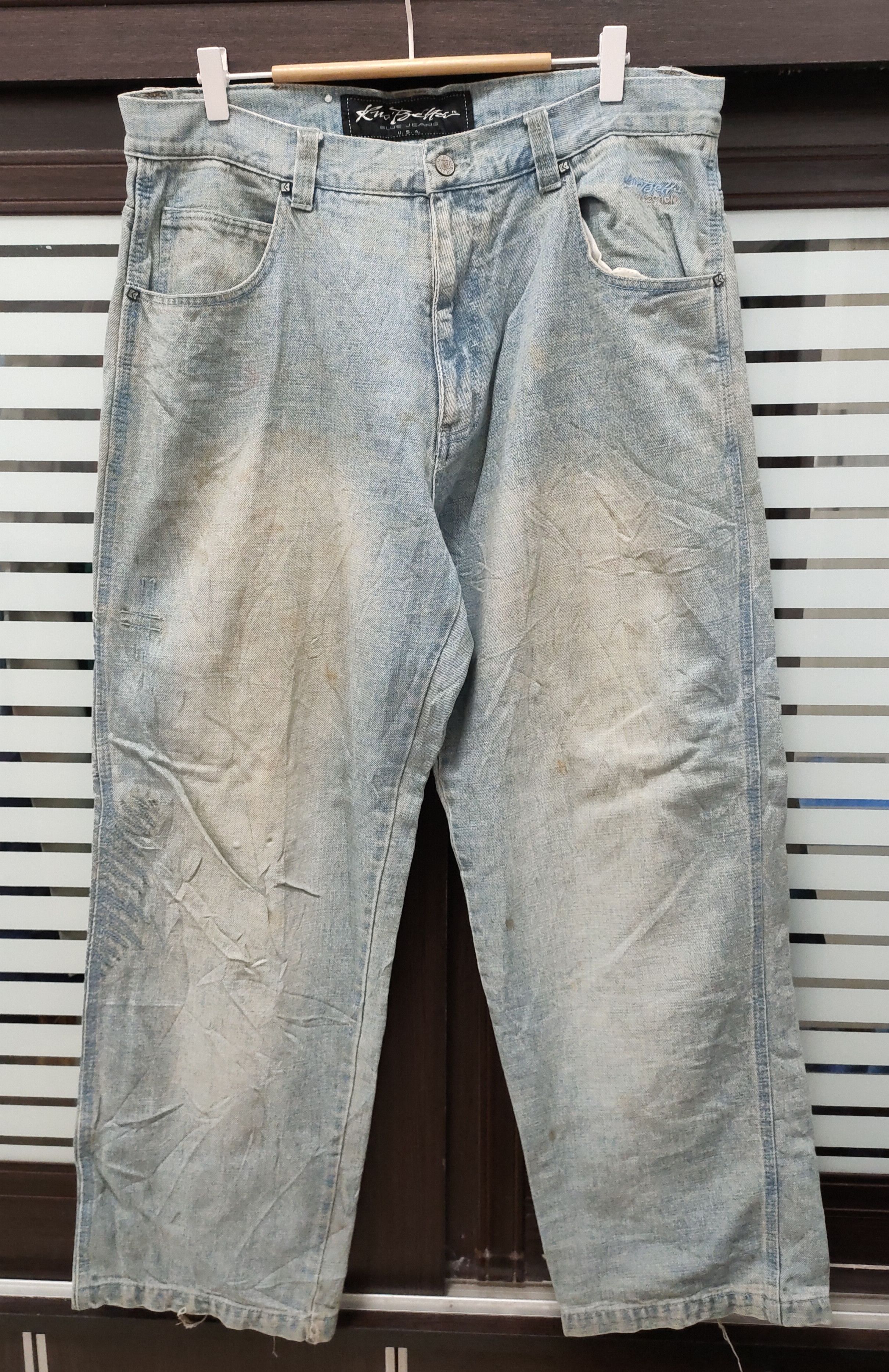 Vision Streetwear 💥90's Baggy Kno.Betta Blue Jeans U.S.A 💥 Size US 36 / EU 52 - 3 Thumbnail