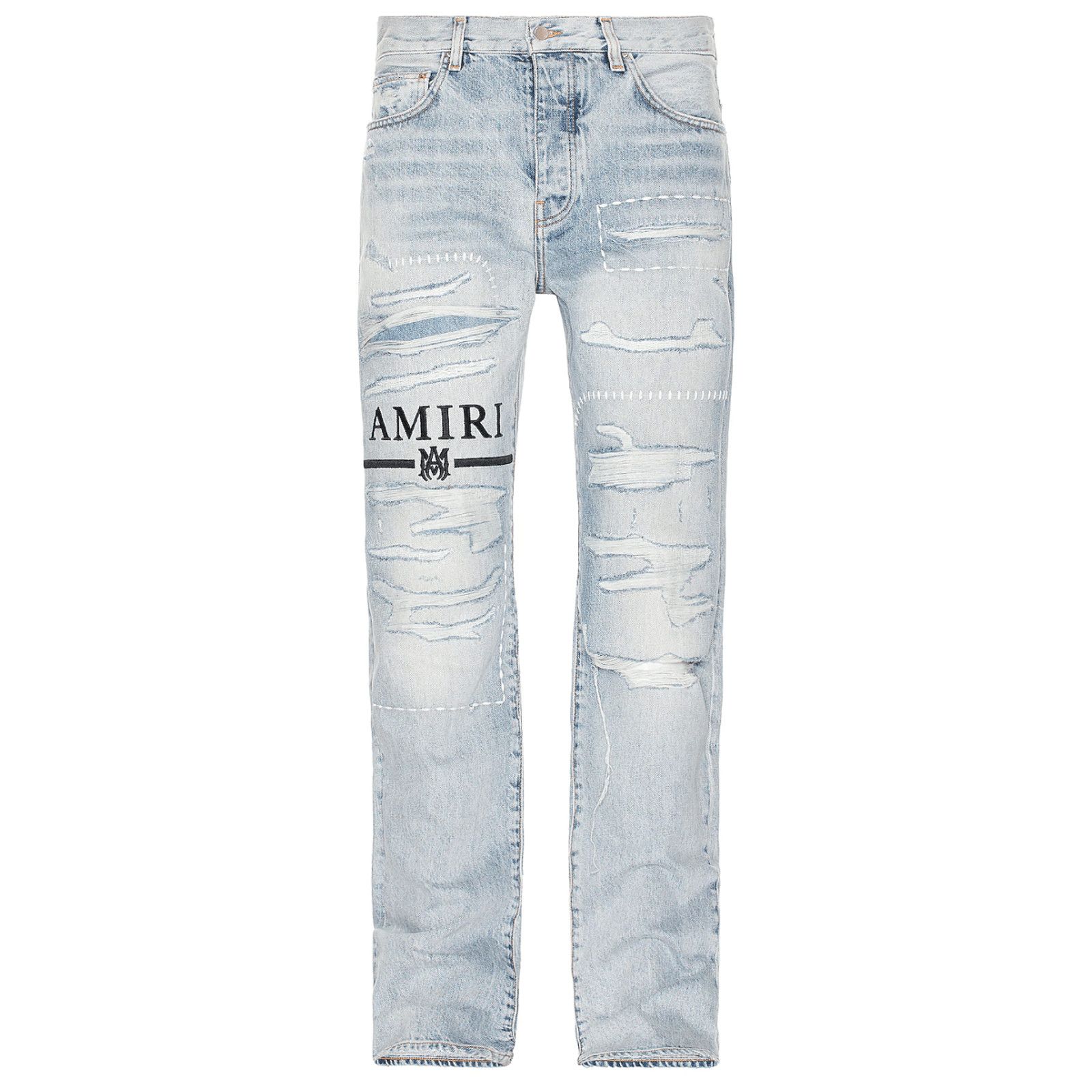 image of Amiri M.a Bar Logo Straight Jeans Stone Indigo, Men's (Size 30)