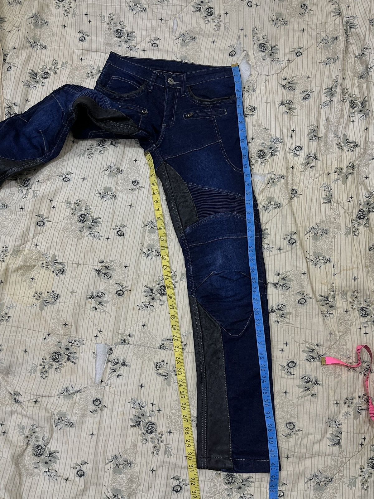 Designer (Xxxx)🔥🔥THE DEGNER CLASSIC KYOTO DENIM LEATHER BIKER PANTS Size US 30 / EU 46 - 20 Thumbnail