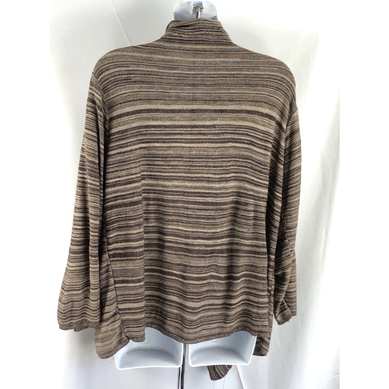 Vintage VINTAGE Notations Cardigan Sweater 1X Brown Stripe Shawl Collar Bohemian Grunge Women Size XL / US 12-14 / IT 48-50 - 3 Thumbnail