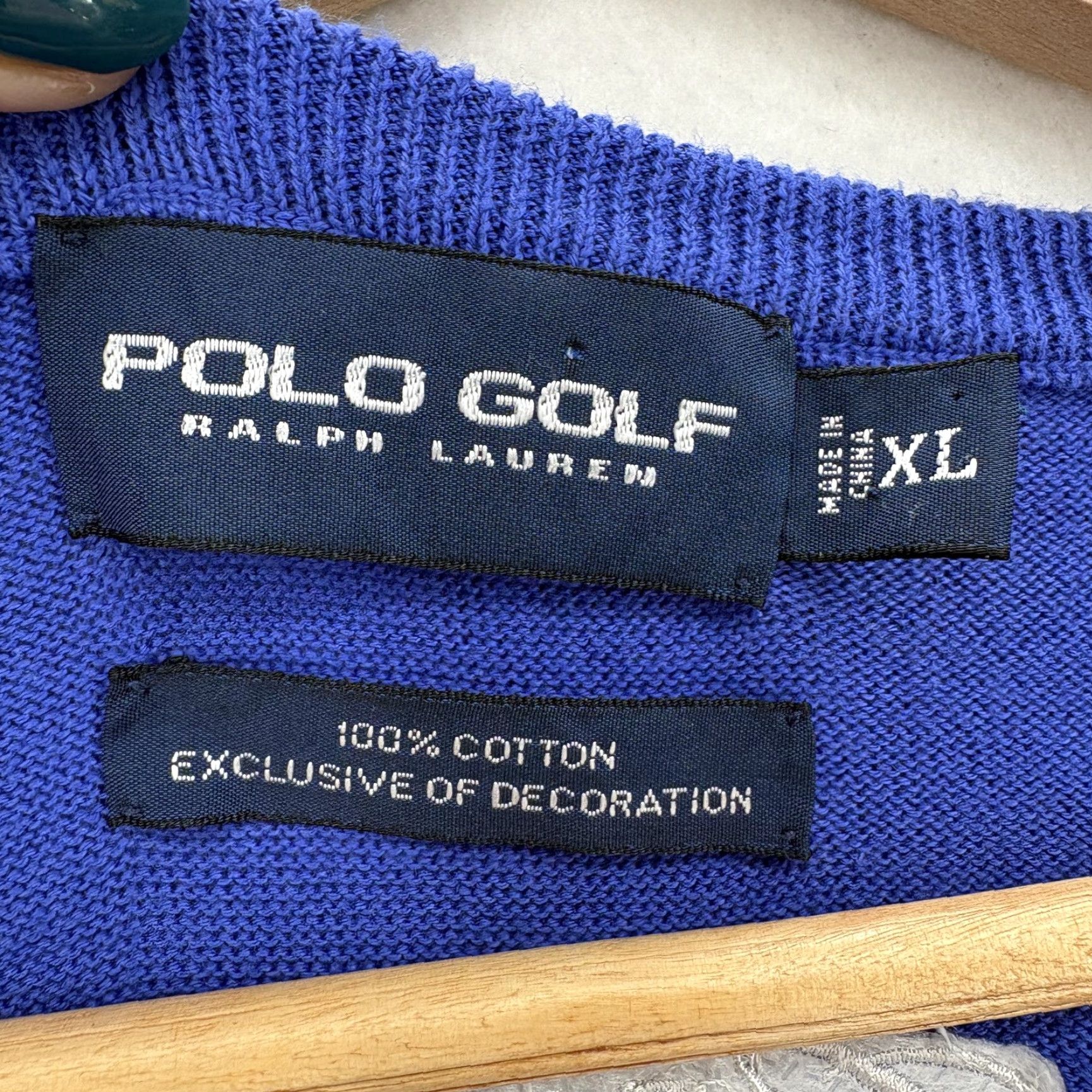 Polo Ralph Lauren Polo Ralph Lauren Polo Golf Sweater Vest Mens XL Blue Cotton V-Neck Knit Vest Size US XL / EU 56 / 4 - 3 Thumbnail