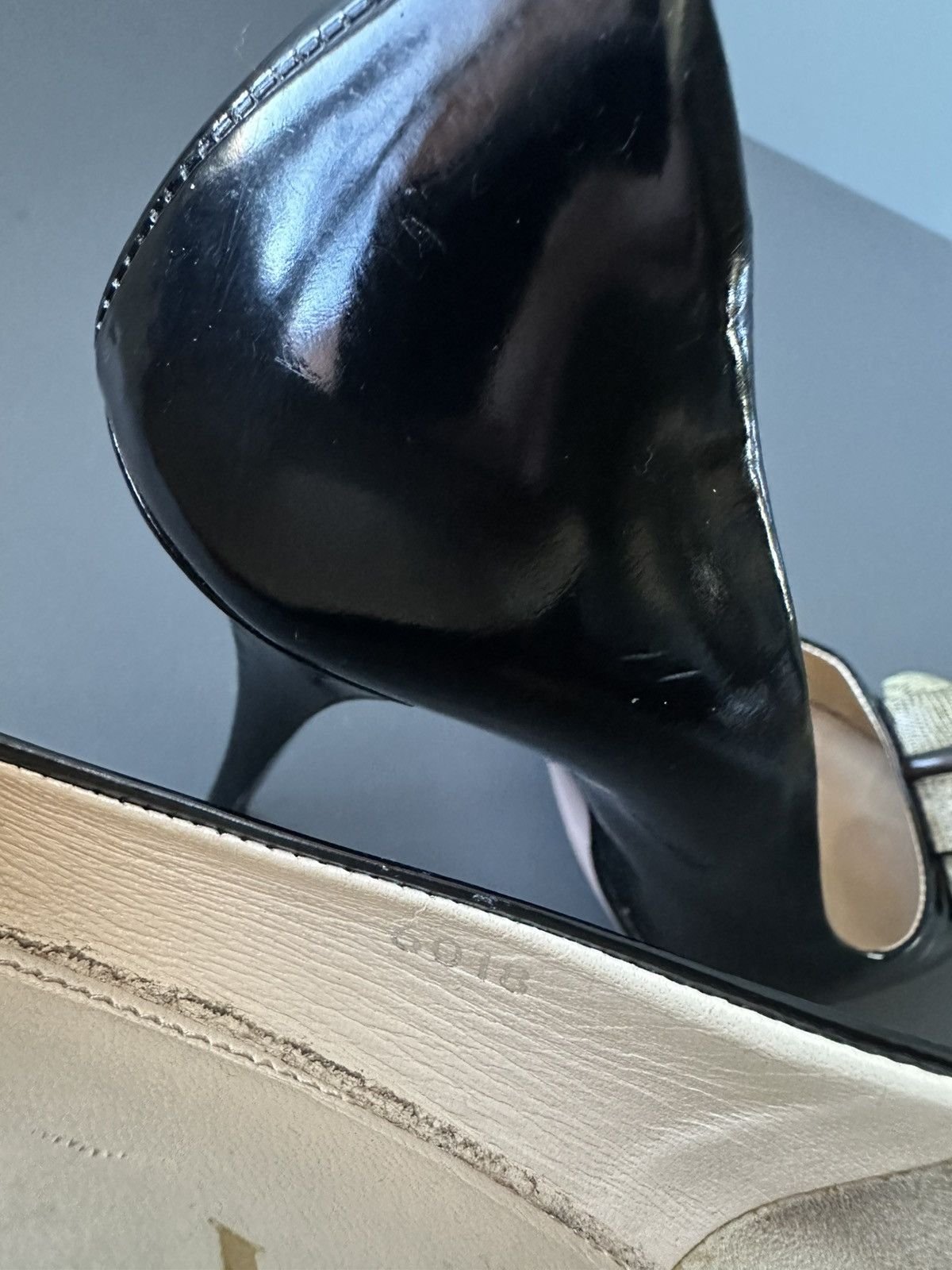Prada Prada Milano Black Patent Leather Pumps Croc Cap Toe Heels Size US 8 / IT 38 - 8 Thumbnail