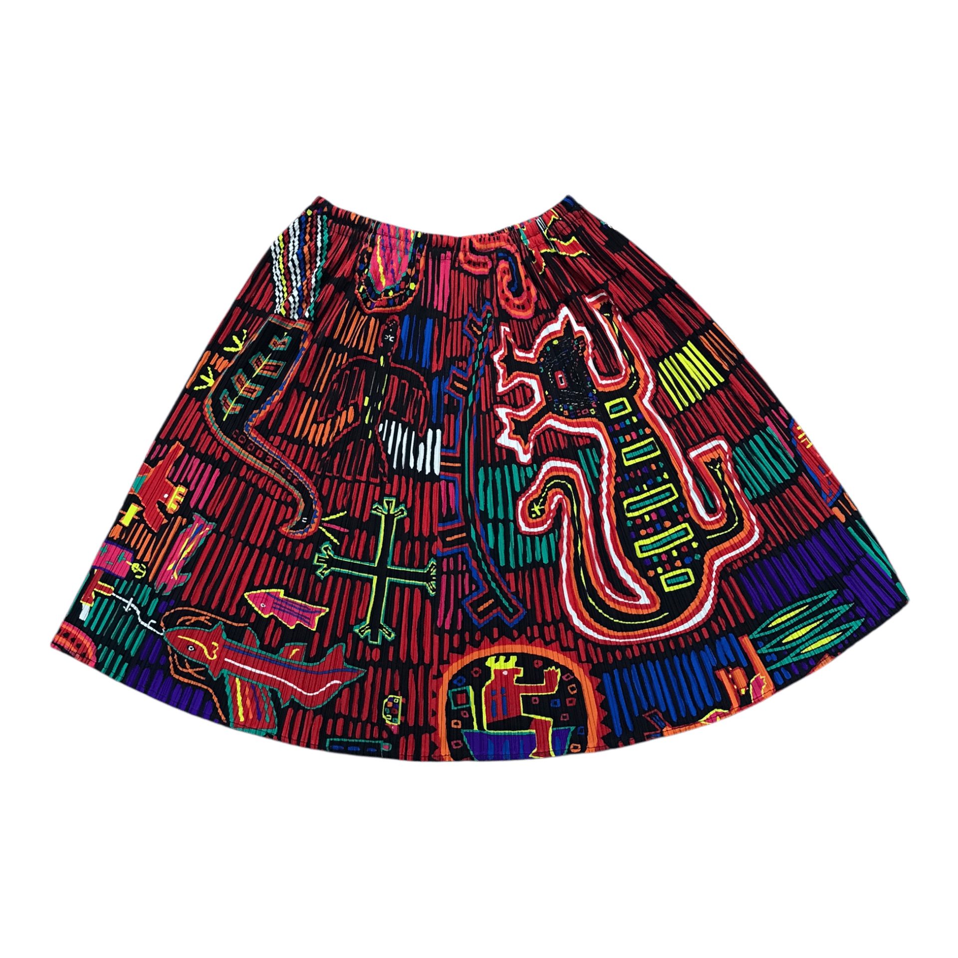 Issey Miyake × Pleats Please Issey Miyake Pleats Please Issey Miyake Colourful Print Pleated Skirt Size 31" - 3 Thumbnail
