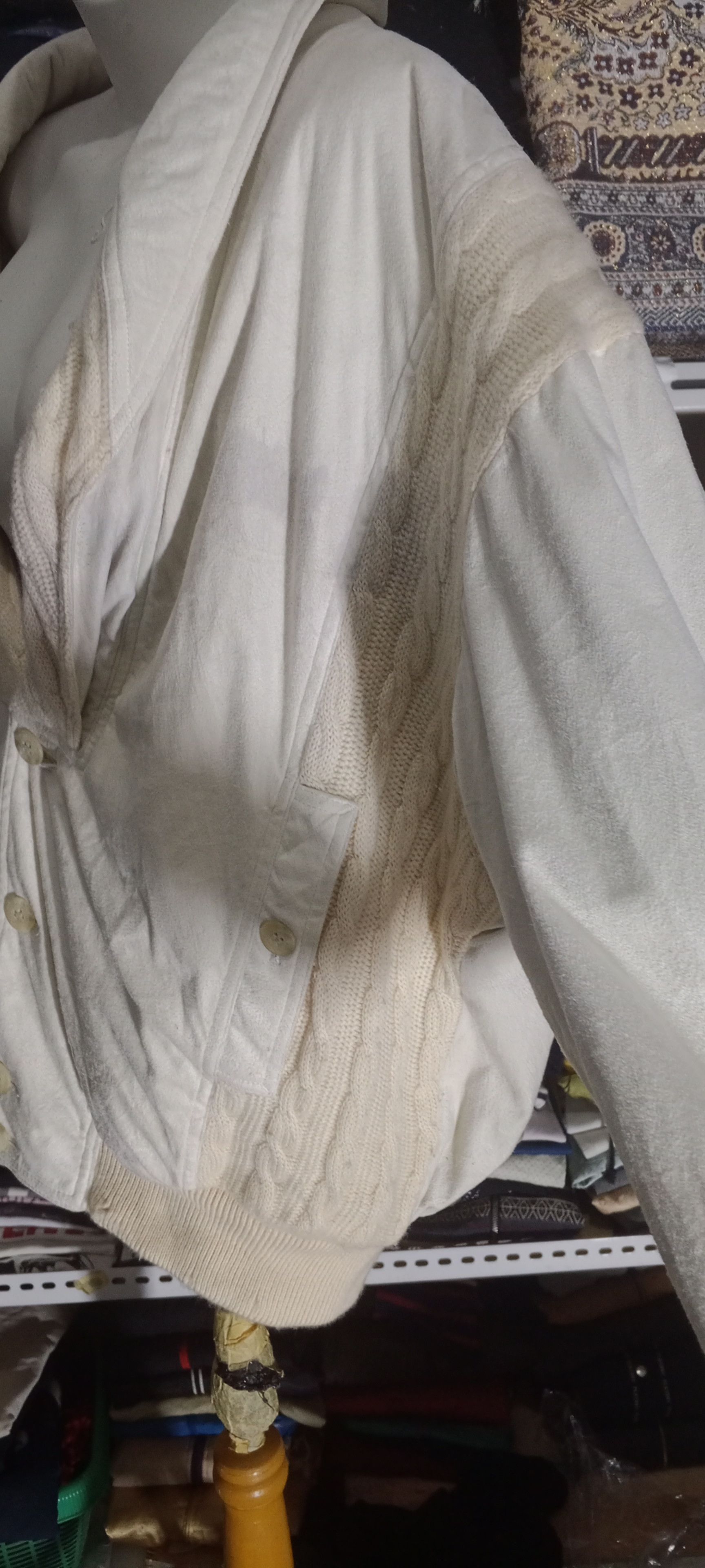 Lancel × Vintage Vintage 80s Lancel Wool Cable Knit Cardigan Winter Creamy Size L / US 10 / IT 46 - 6 Thumbnail